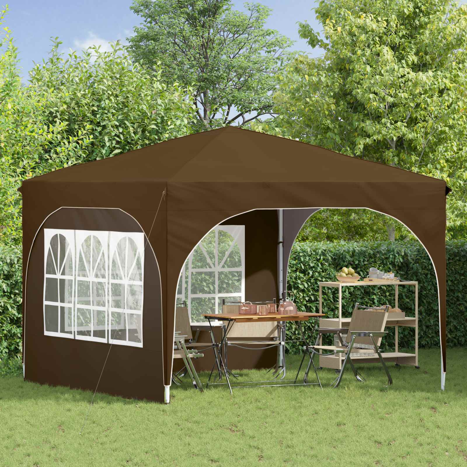Pop-up partytent 290 x 290 x 245 cm Taupe