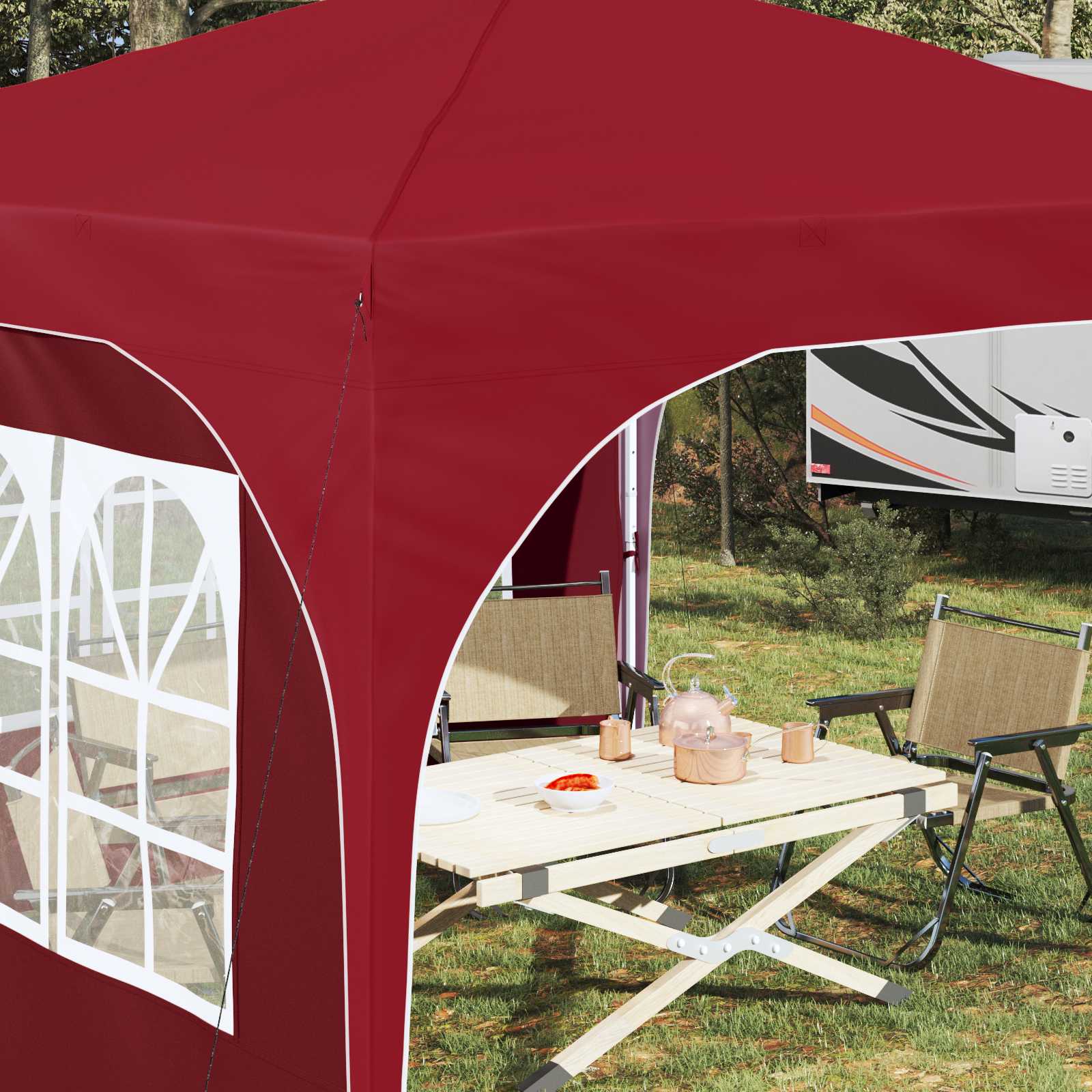 Pop-up partytent 290 x 290 x 245 cm Bordeauxrood