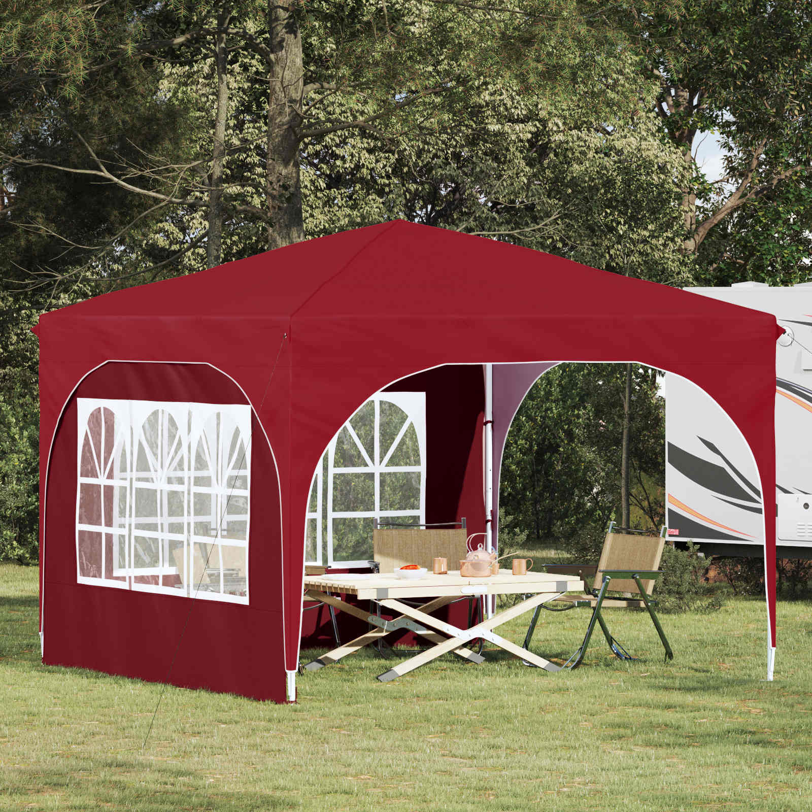 Pop-up partytent 290 x 290 x 245 cm Bordeauxrood