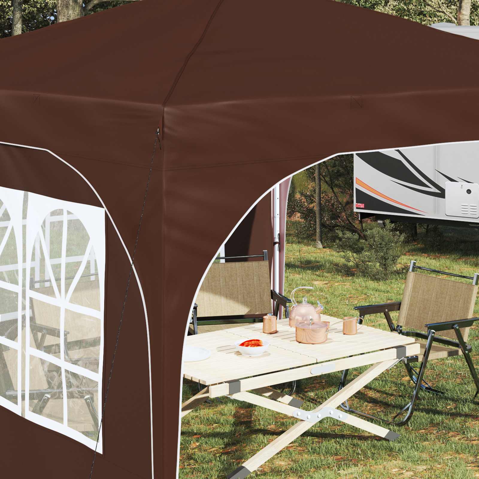 Pop-up partytent 290 x 290 x 245 cm Bruin