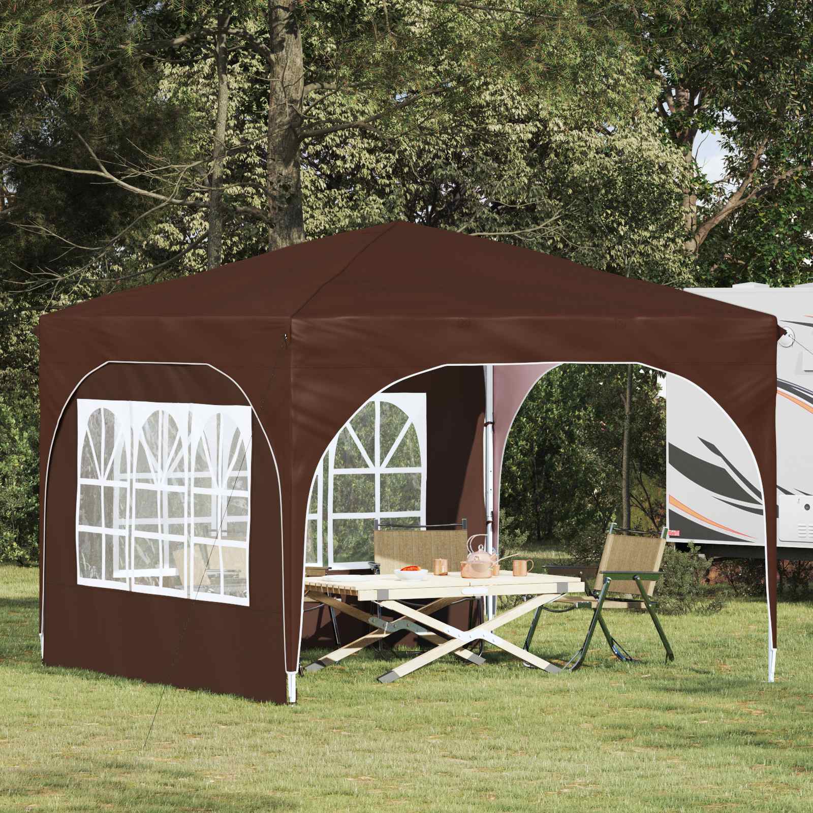 Pop-up partytent 290 x 290 x 245 cm Bruin