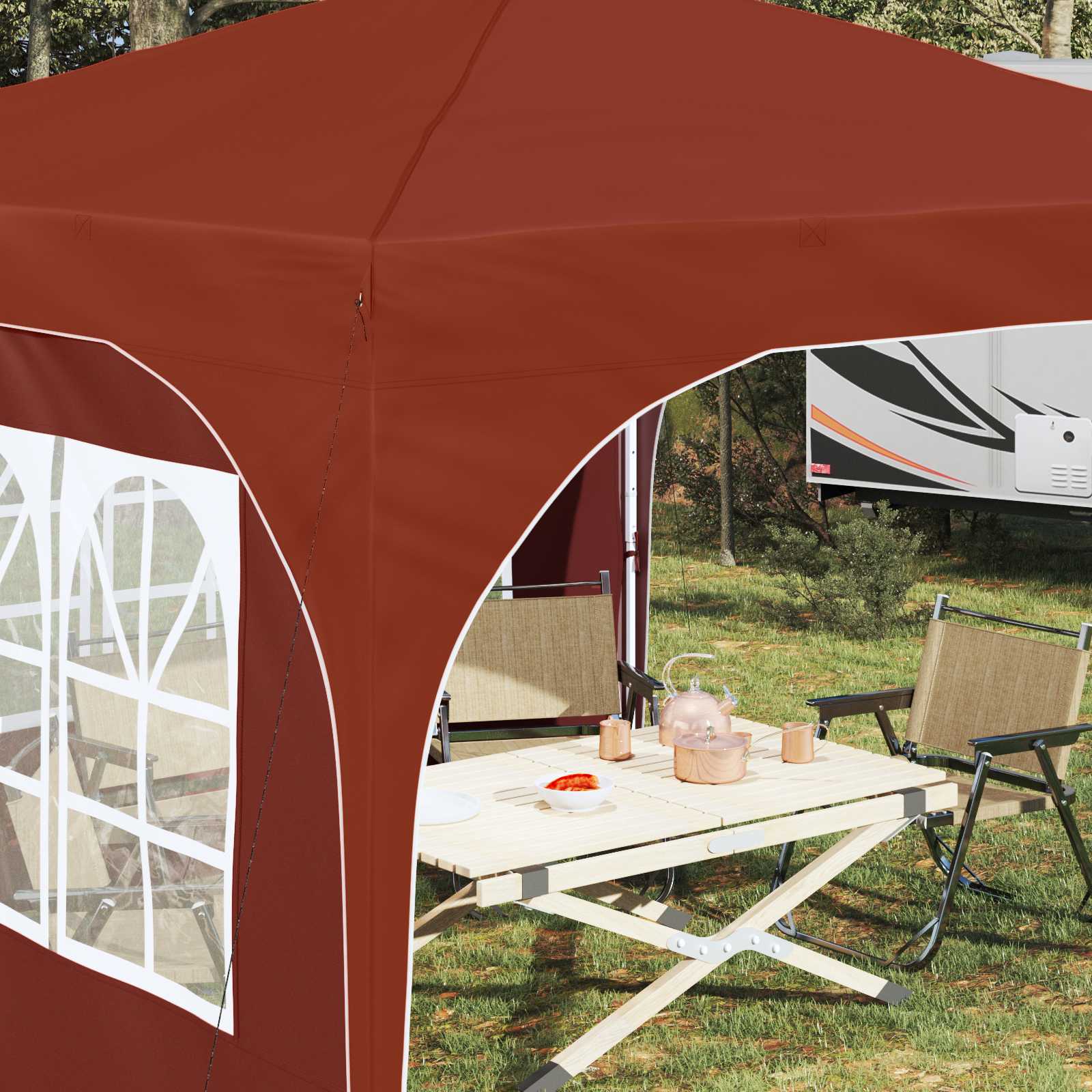Pop-up partytent 290 x 290 x 245 cm Terracotta