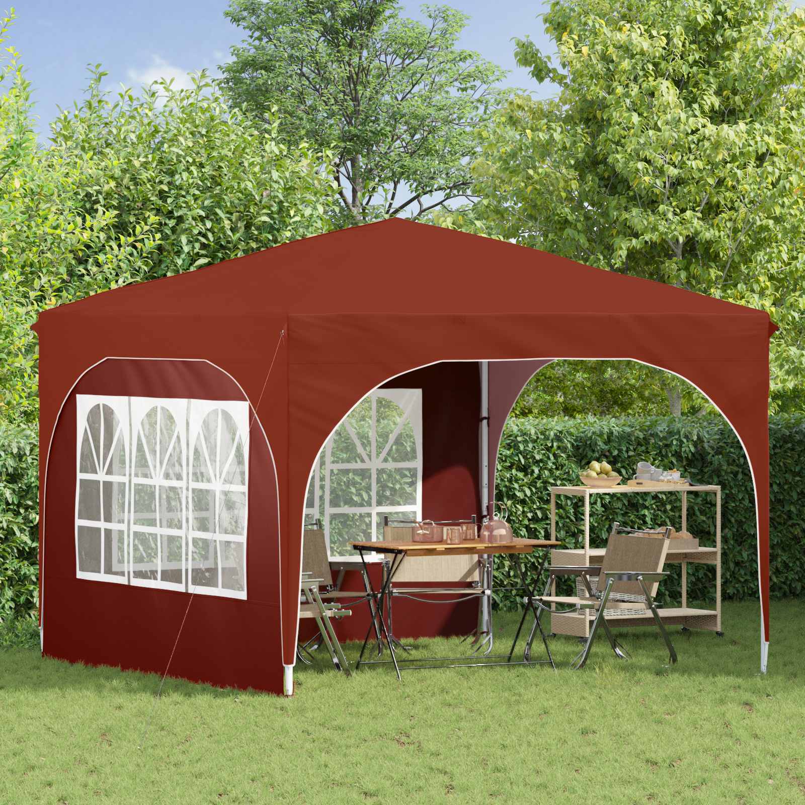 Pop-up partytent 290 x 290 x 245 cm Terracotta
