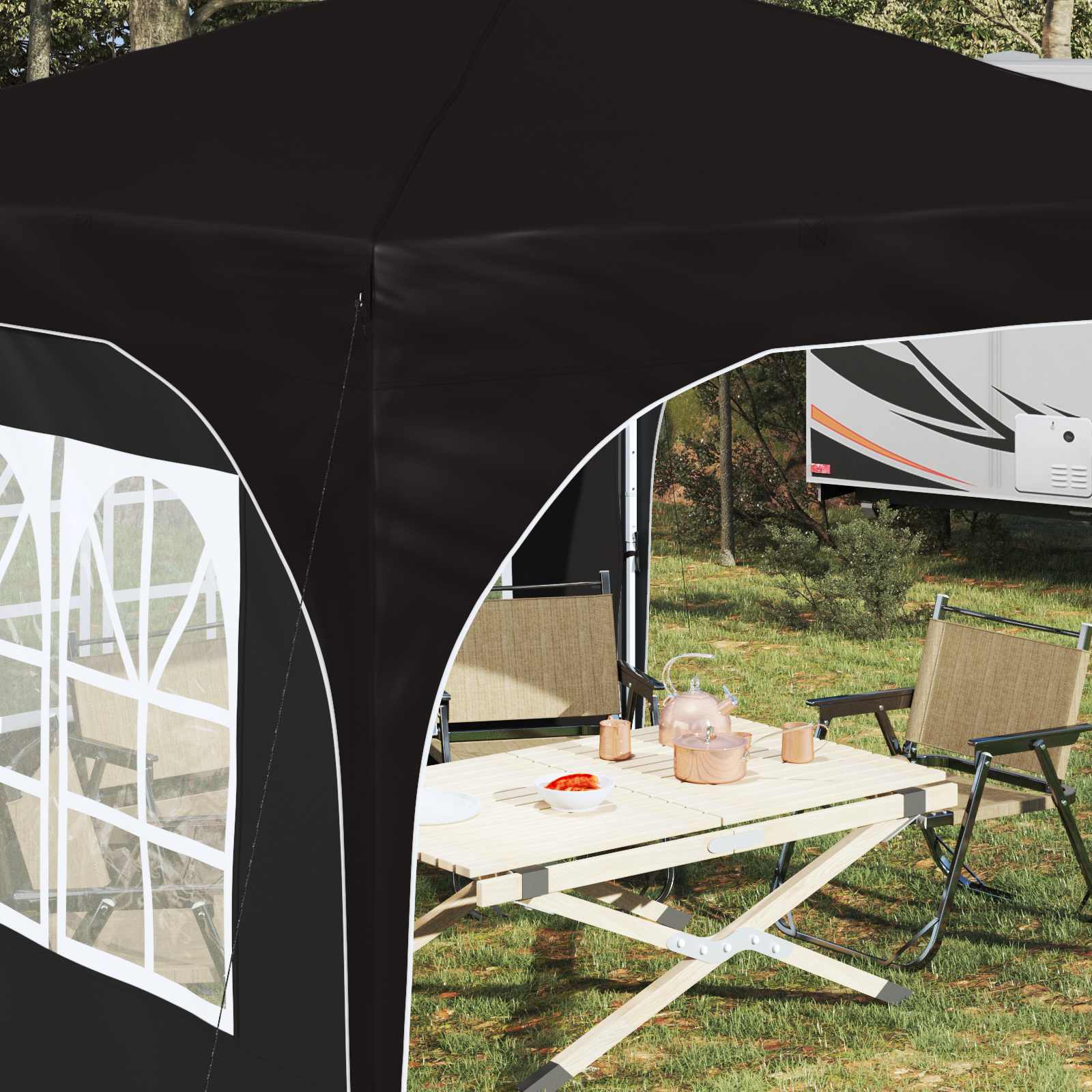 Pop-up partytent 290 x 290 x 245 cm Zwart
