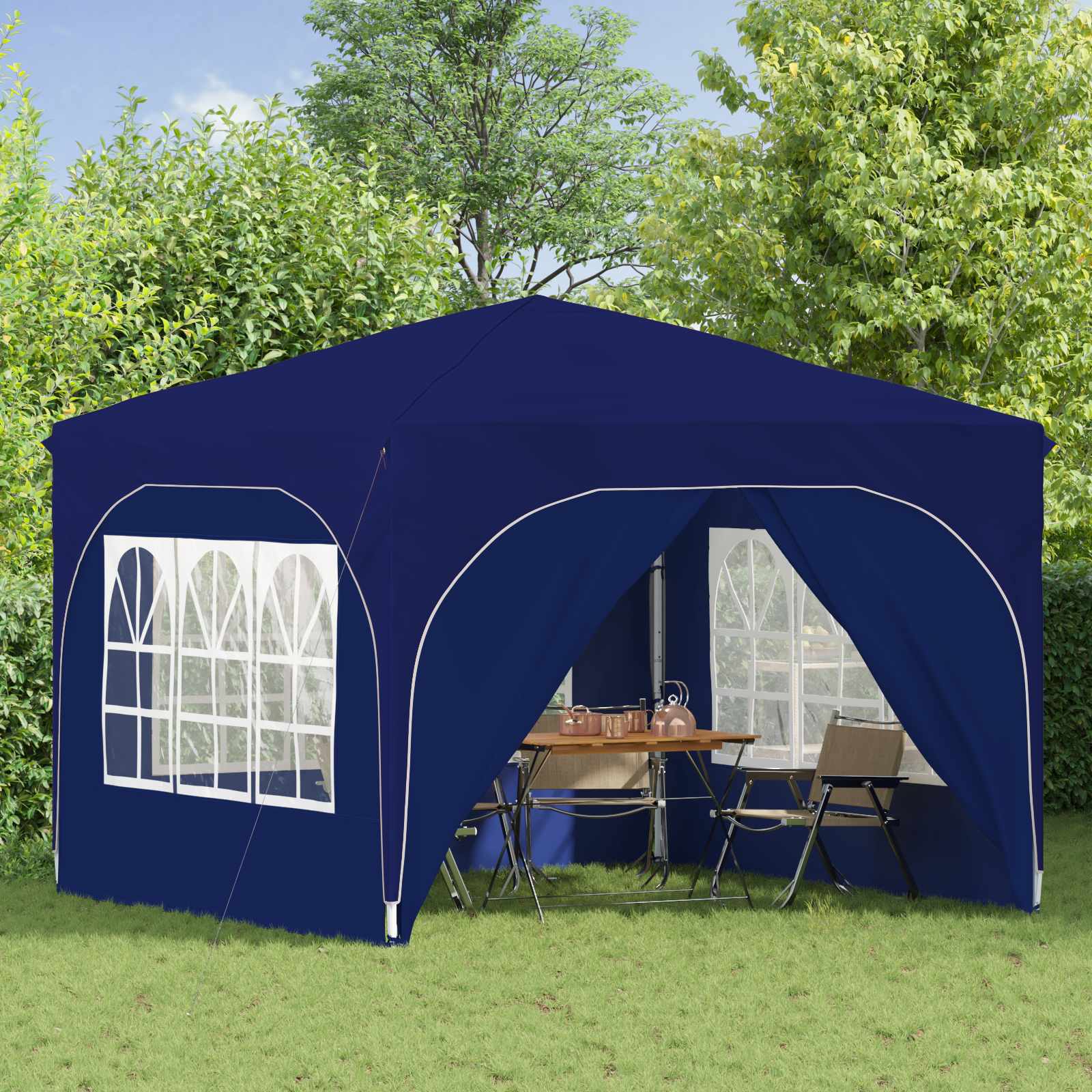 Pop-up partytent 290 x 290 x 245 cm Blauw
