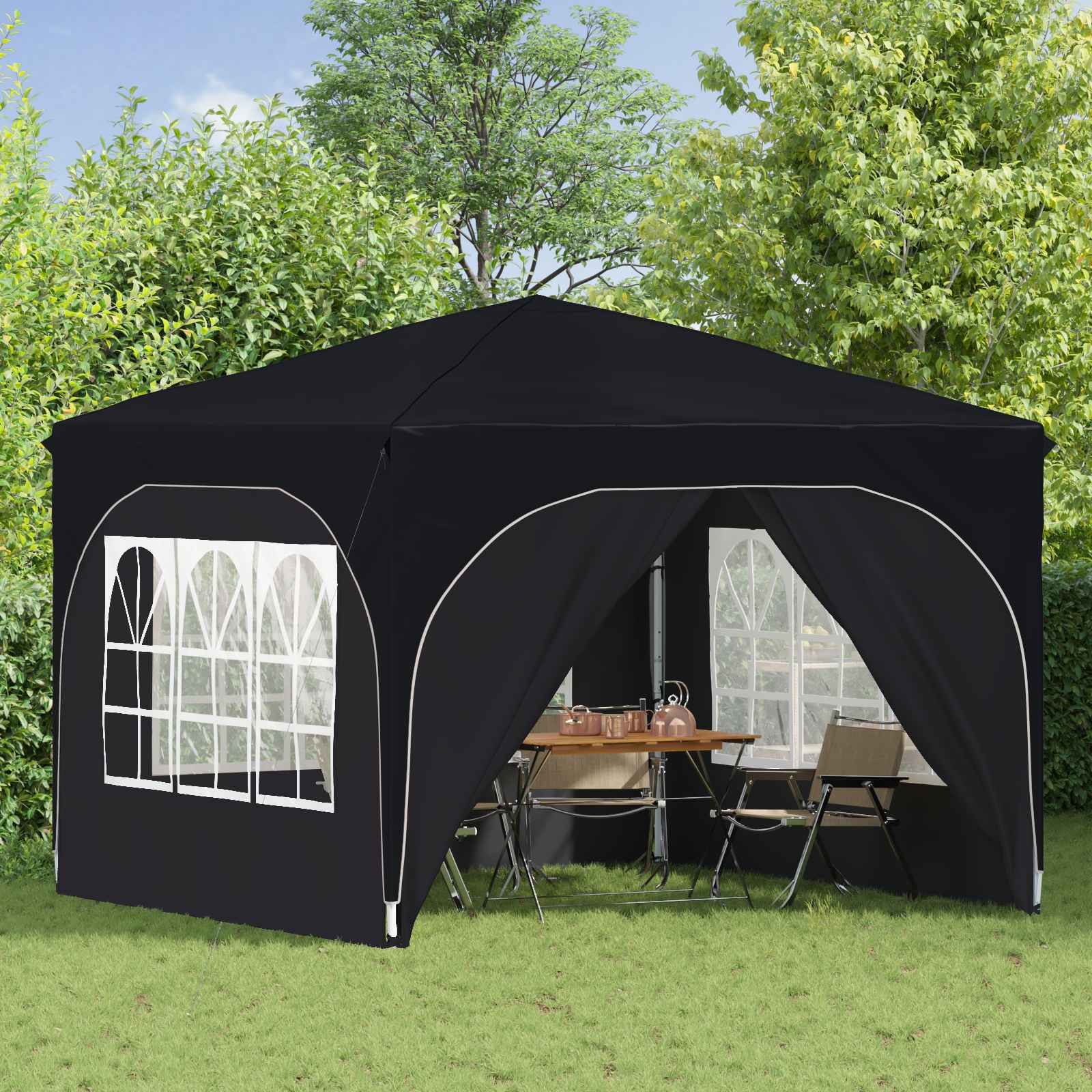 Pop-up partytent 290 x 290 x 245 cm Antraciet