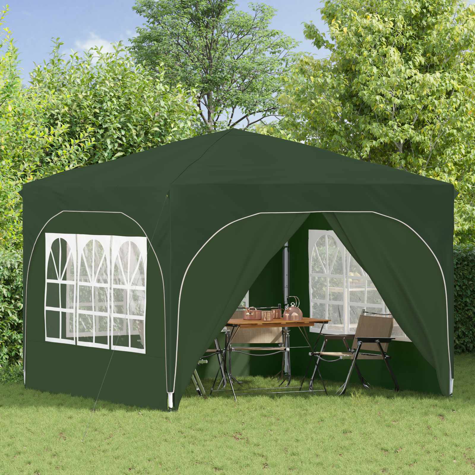 Pop-up partytent 290 x 290 x 245 cm Groen