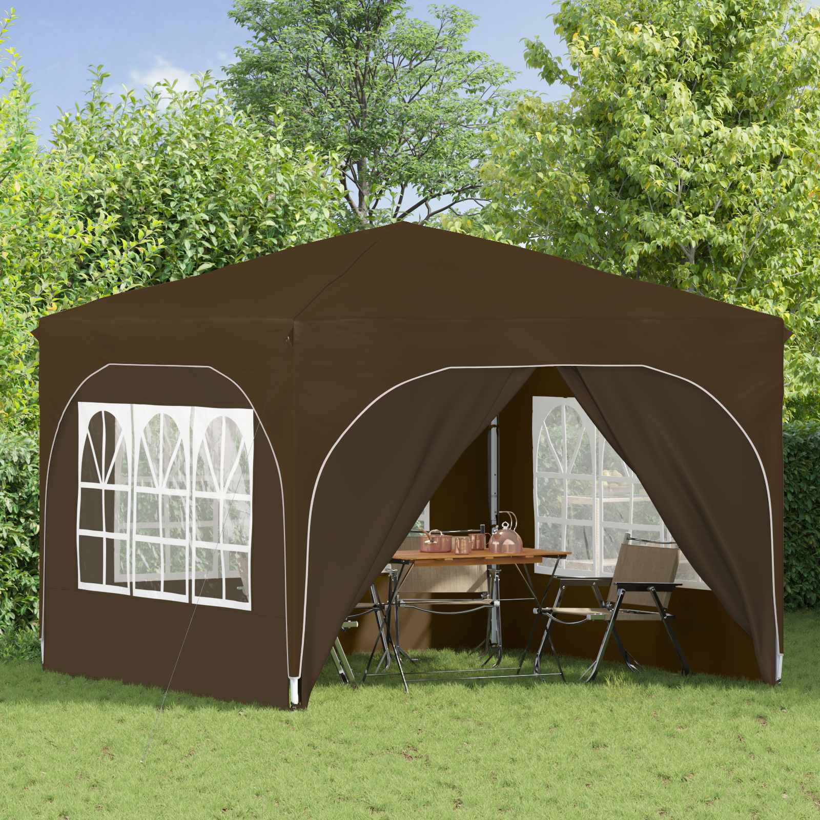 Pop-up partytent 290 x 290 x 245 cm Taupe