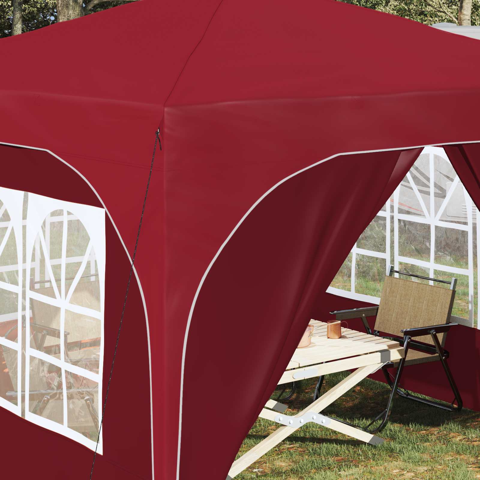 Pop-up partytent 290 x 290 x 245 cm Bordeauxrood