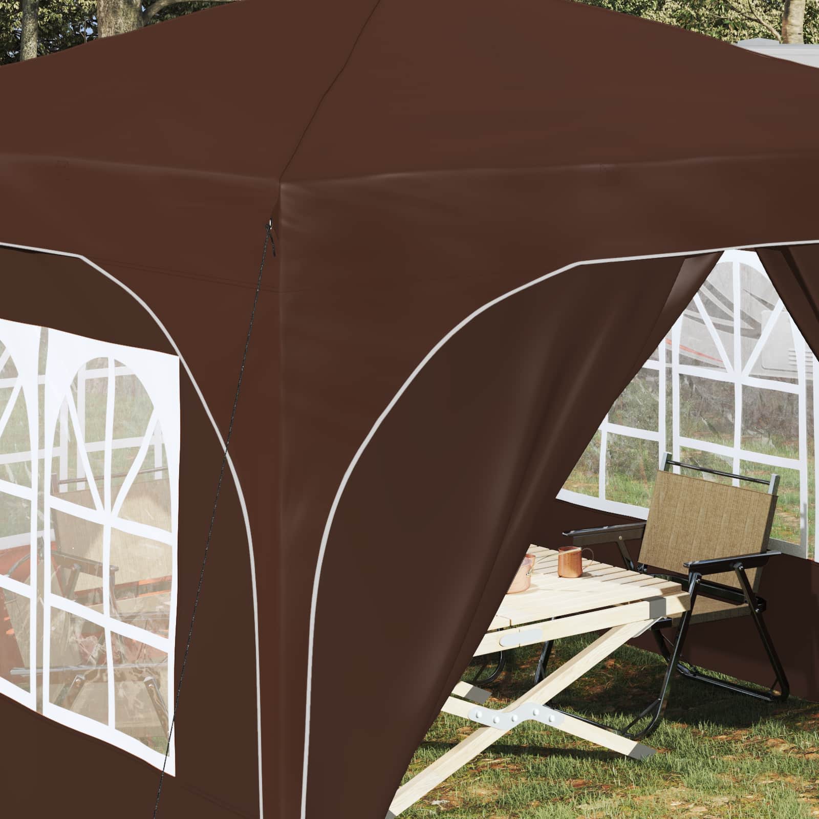 Pop-up partytent 290 x 290 x 245 cm Bruin