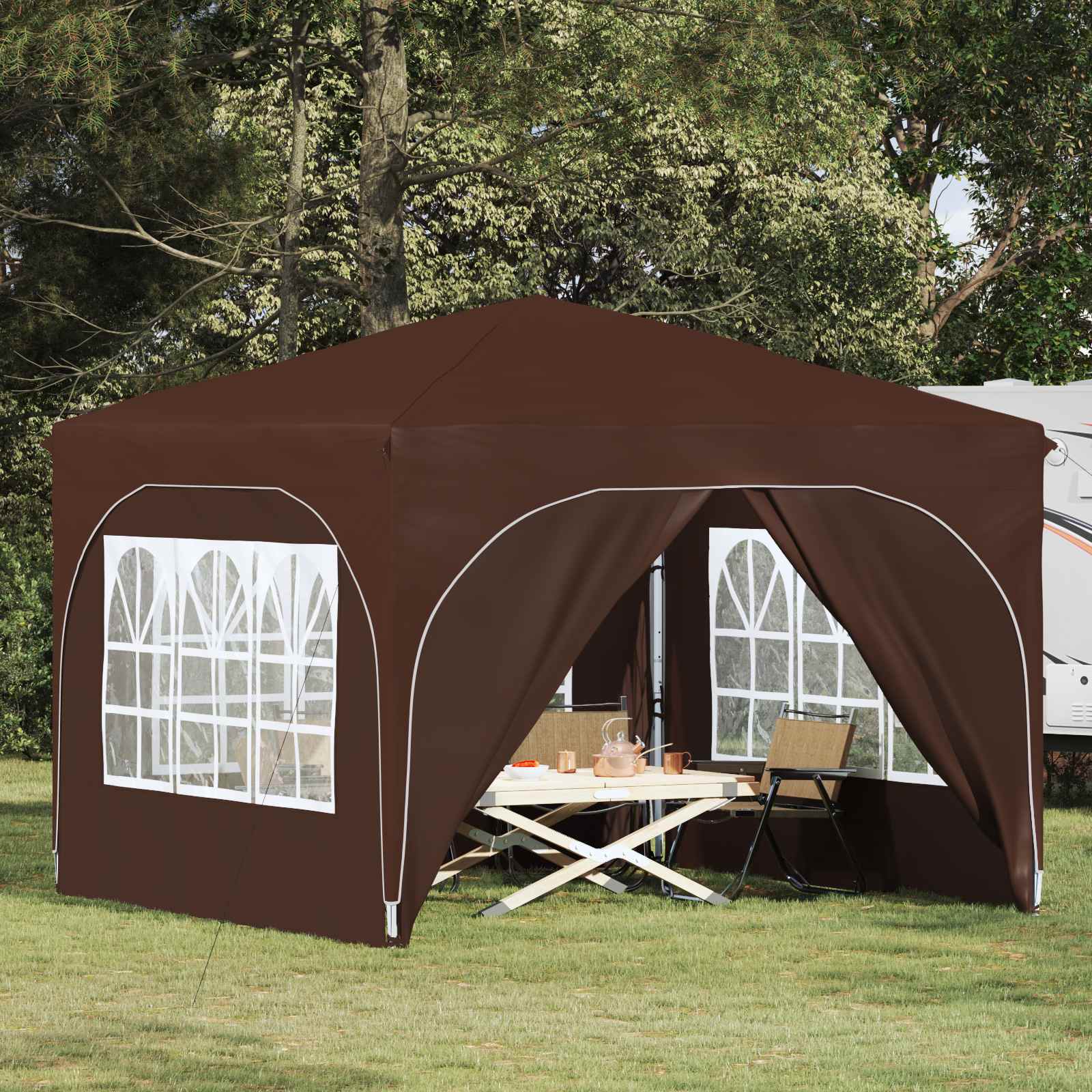 Pop-up partytent 290 x 290 x 245 cm Bruin