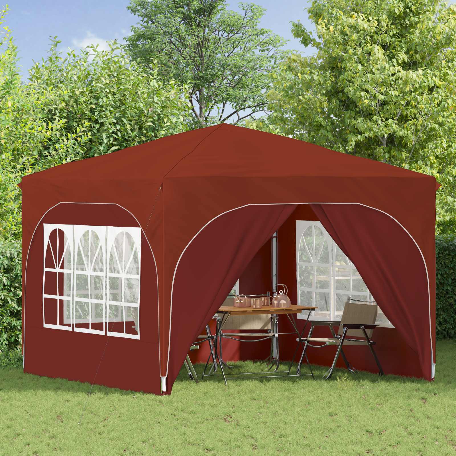 Pop-up partytent 290 x 290 x 245 cm Terracotta