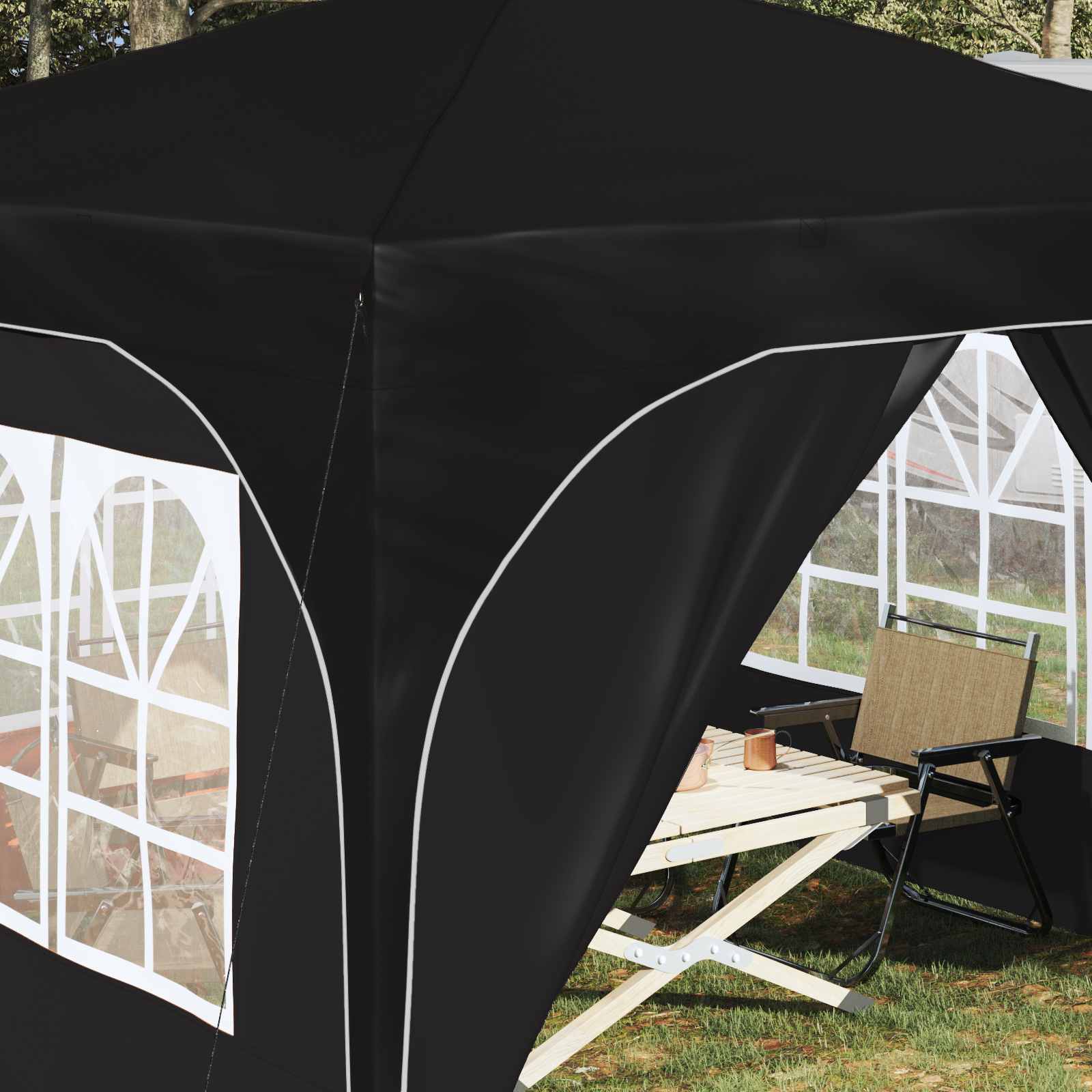 Pop-up partytent 290 x 290 x 245 cm Zwart