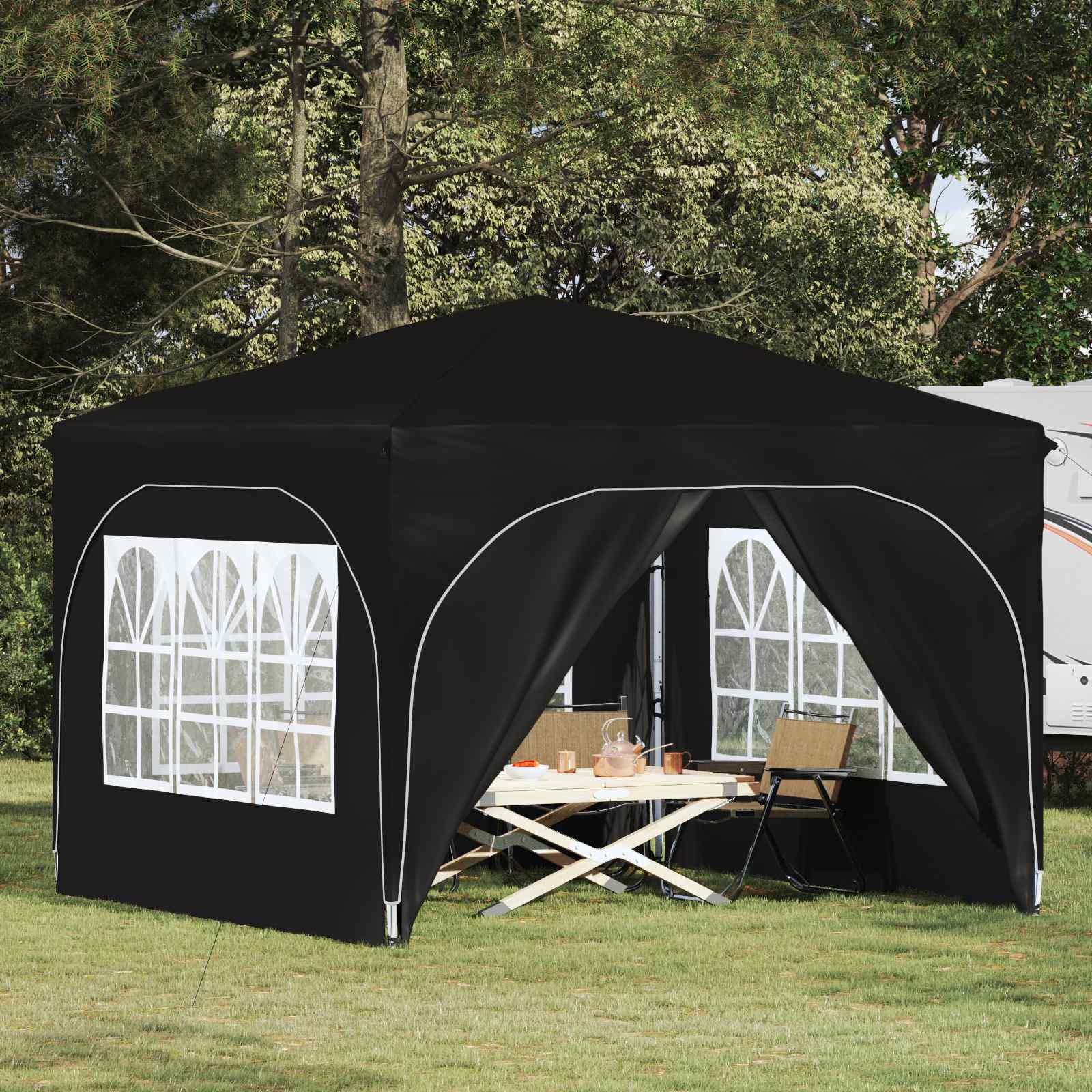 Pop-up partytent 290 x 290 x 245 cm Zwart