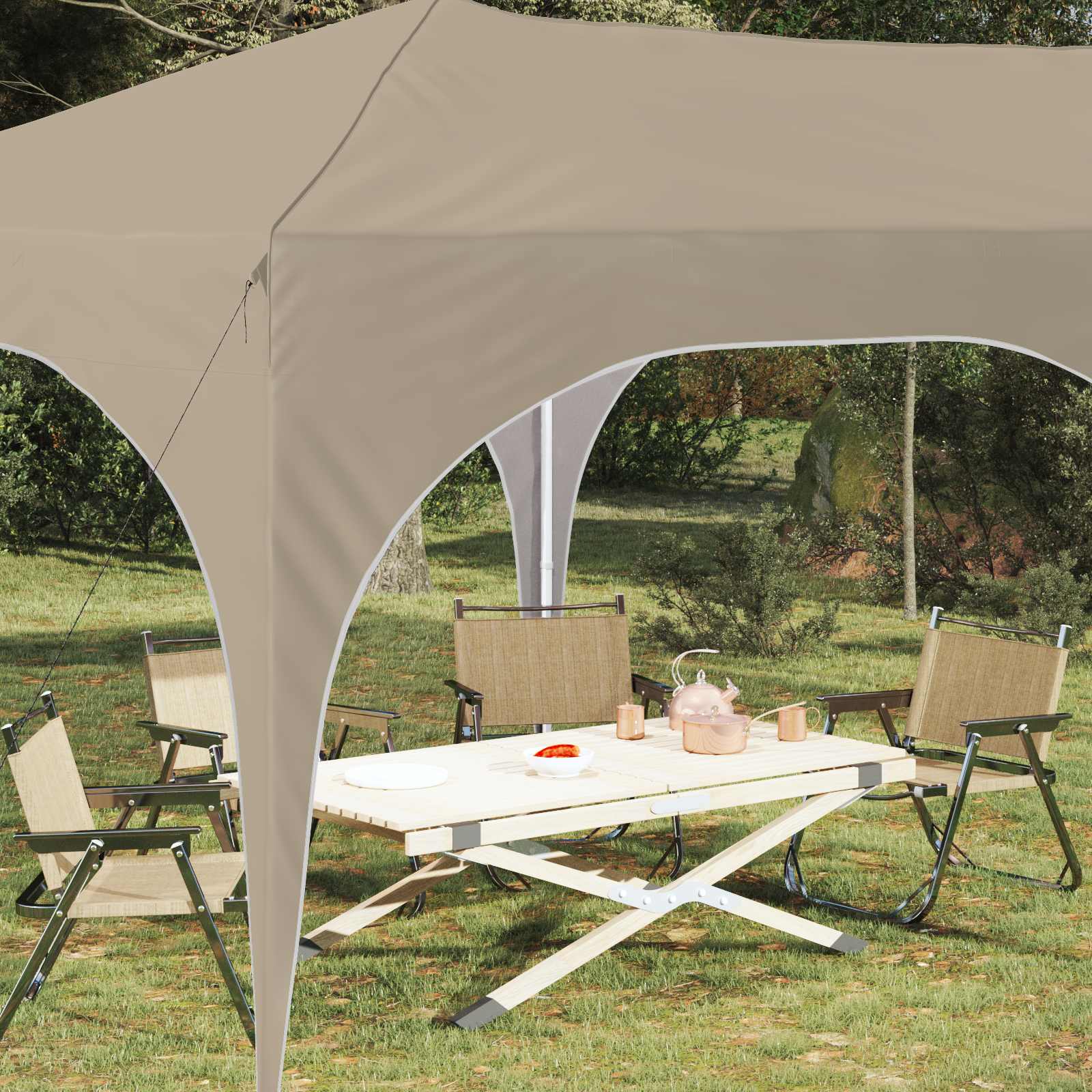 Pop-up partytent 575 x 288 x 245 cm Crèmekleurig Oxford Stof