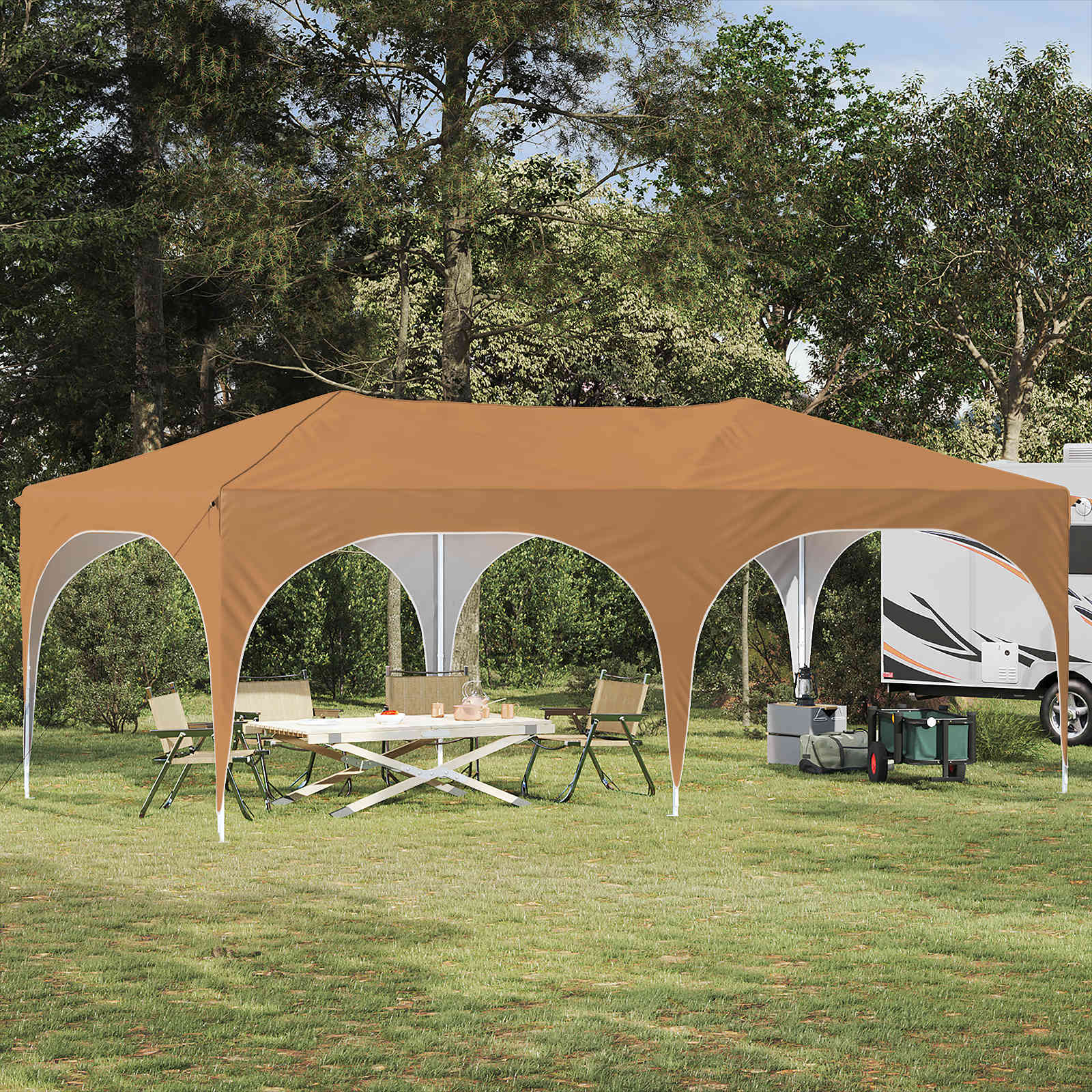 Pop-up partytent 575 x 288 x 245 cm Beige Oxford Stof