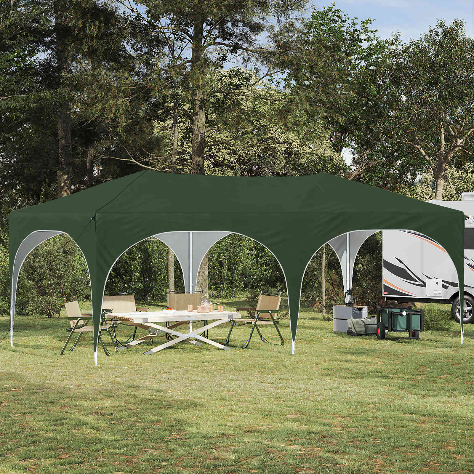 Pop-up partytent 575 x 288 x 245 cm Groen Oxford Stof