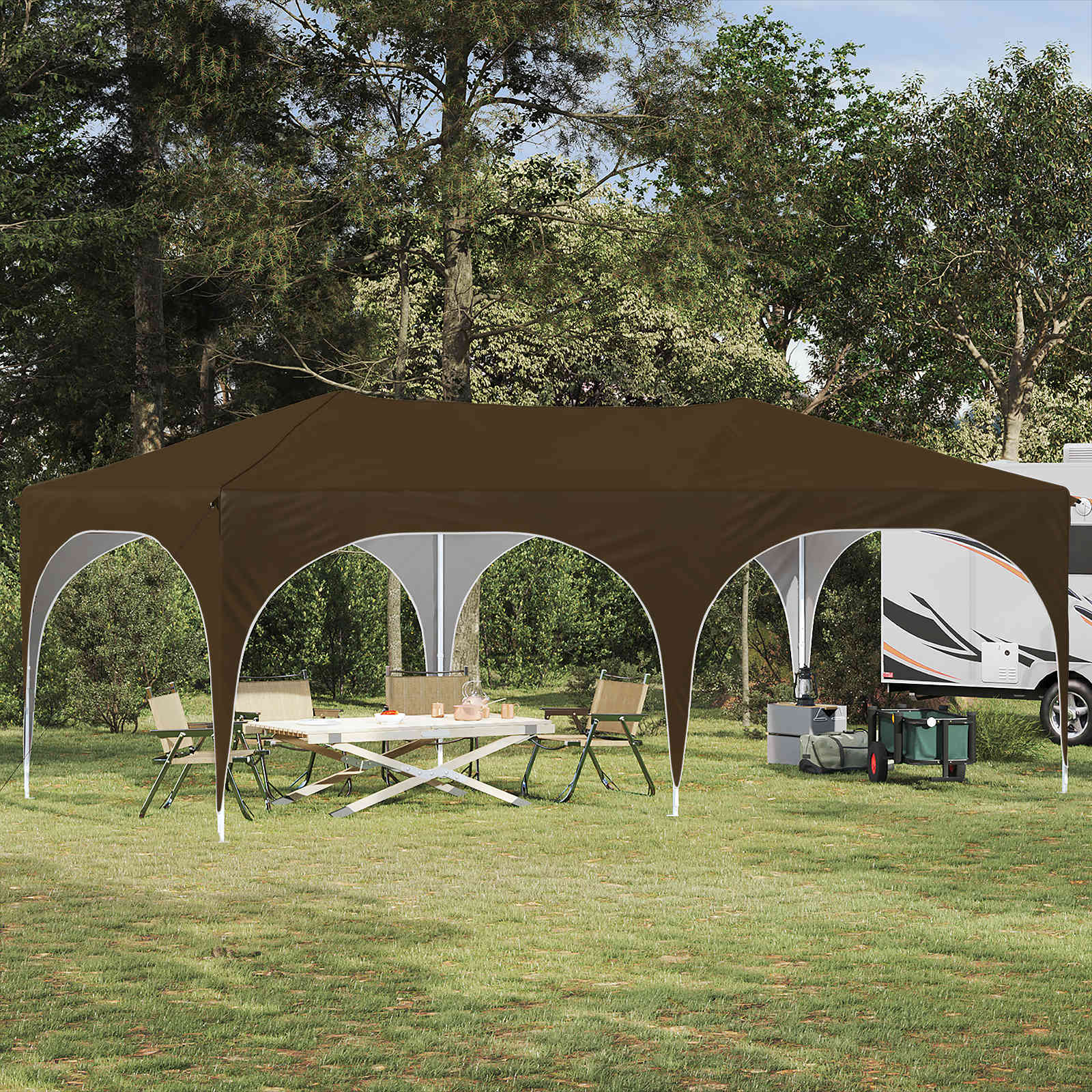 Pop-up partytent 575 x 288 x 245 cm Taupe Oxford Stof