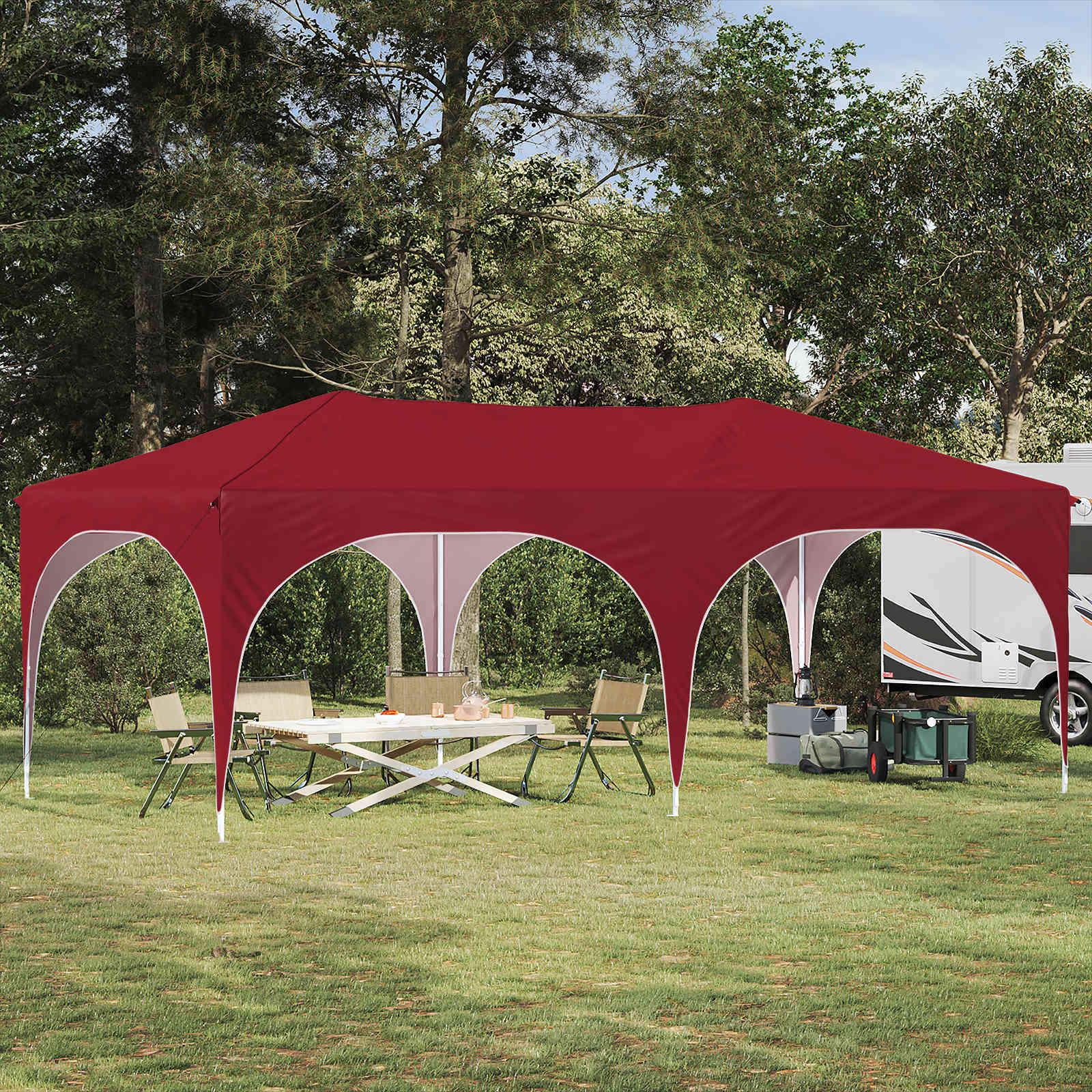 Pop-up partytent 575 x 288 x 245 cm Bordeauxrood Oxford Stof