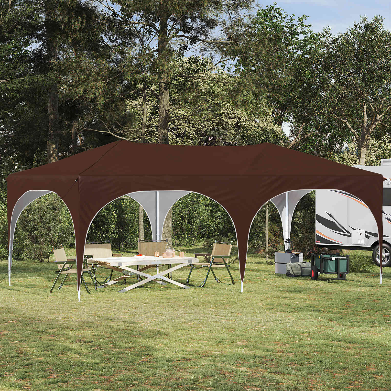Pop-up partytent 575 x 288 x 245 cm Bruin Oxford Stof