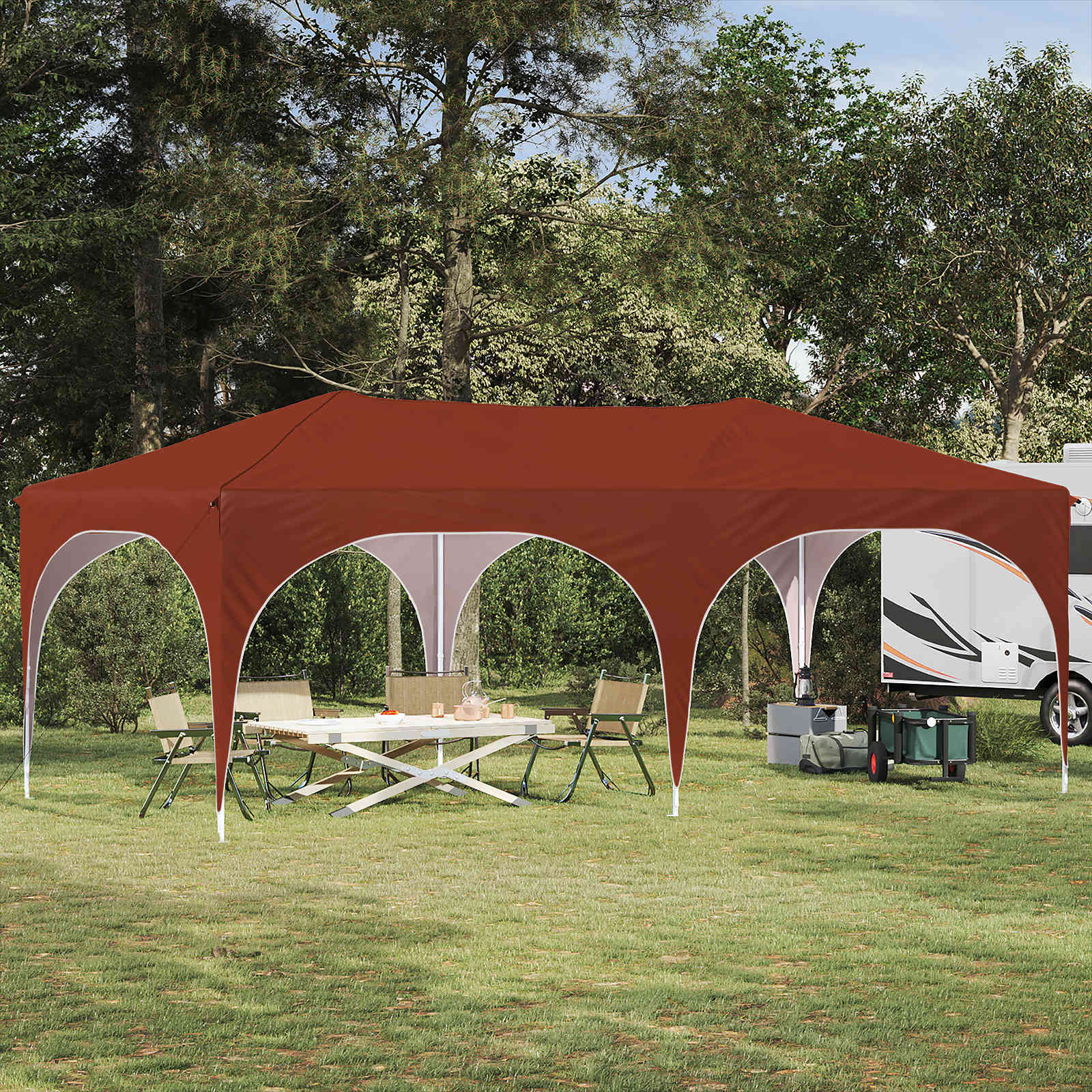 Pop-up partytent 575 x 288 x 245 cm Terracotta Oxford Stof