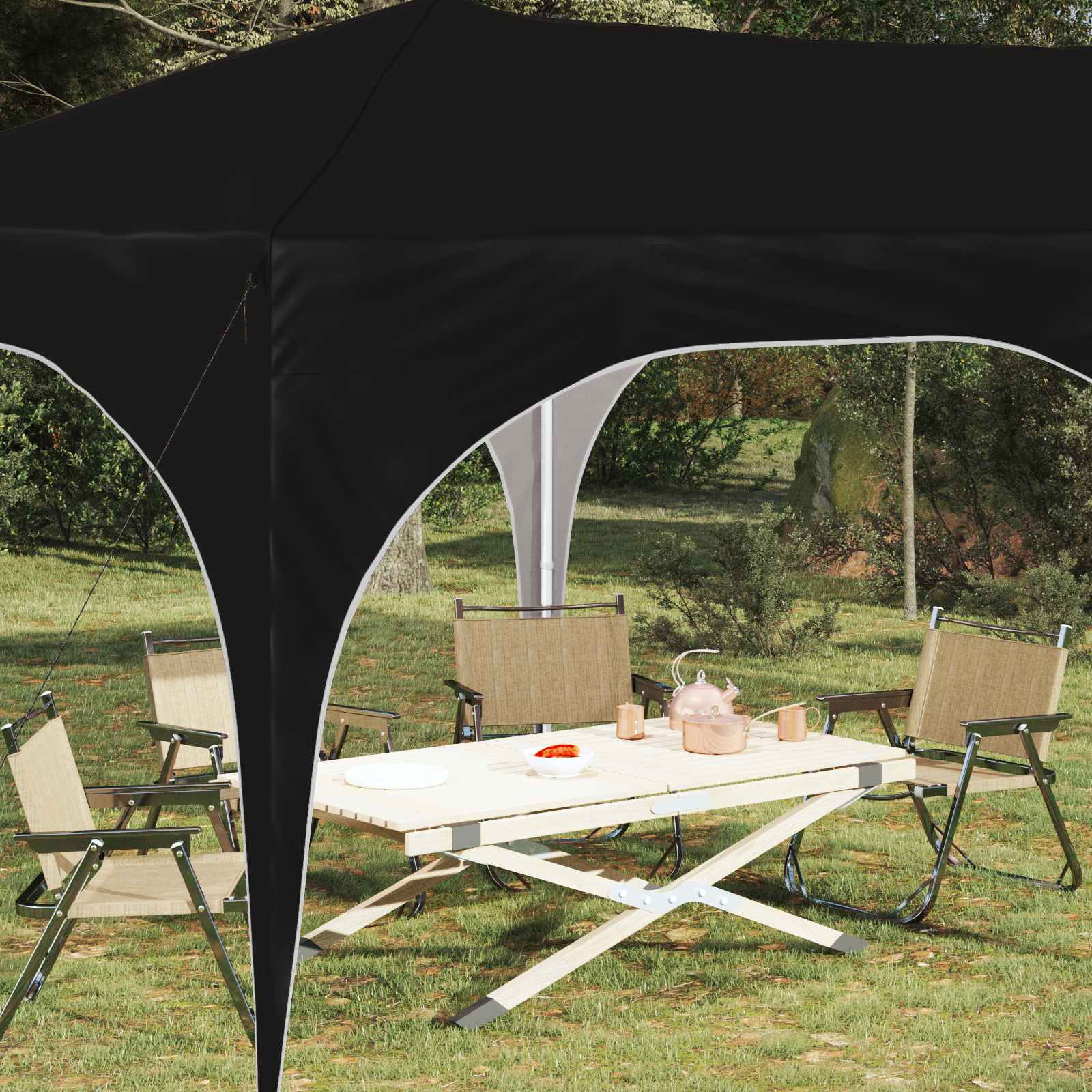 Pop-up partytent 575 x 288 x 245 cm Zwart Oxford Stof