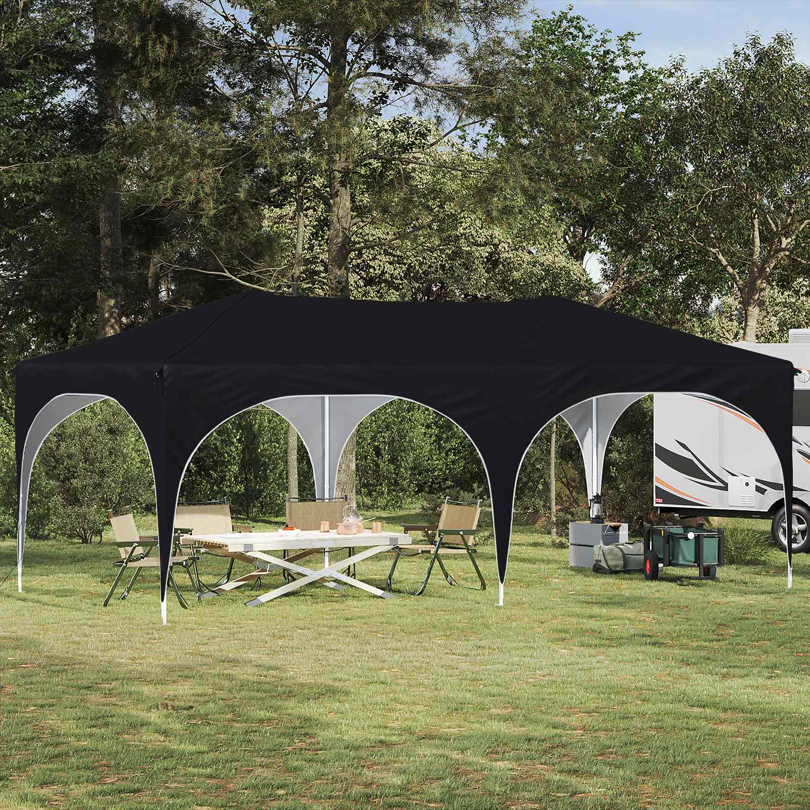 Pop-up partytent 575 x 288 x 245 cm Zwart Oxford Stof