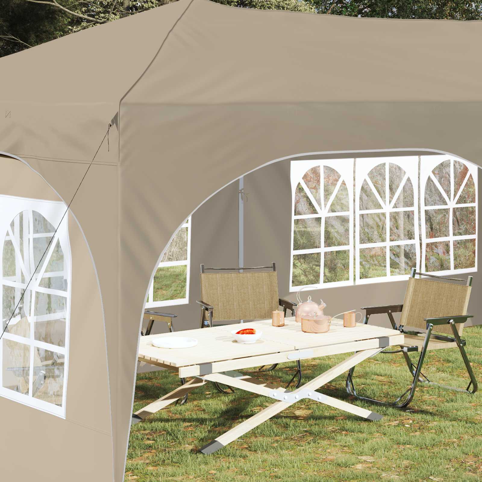 Pop-up partytent 575 x 288 x 245 cm Crèmekleurig Oxford Stof
