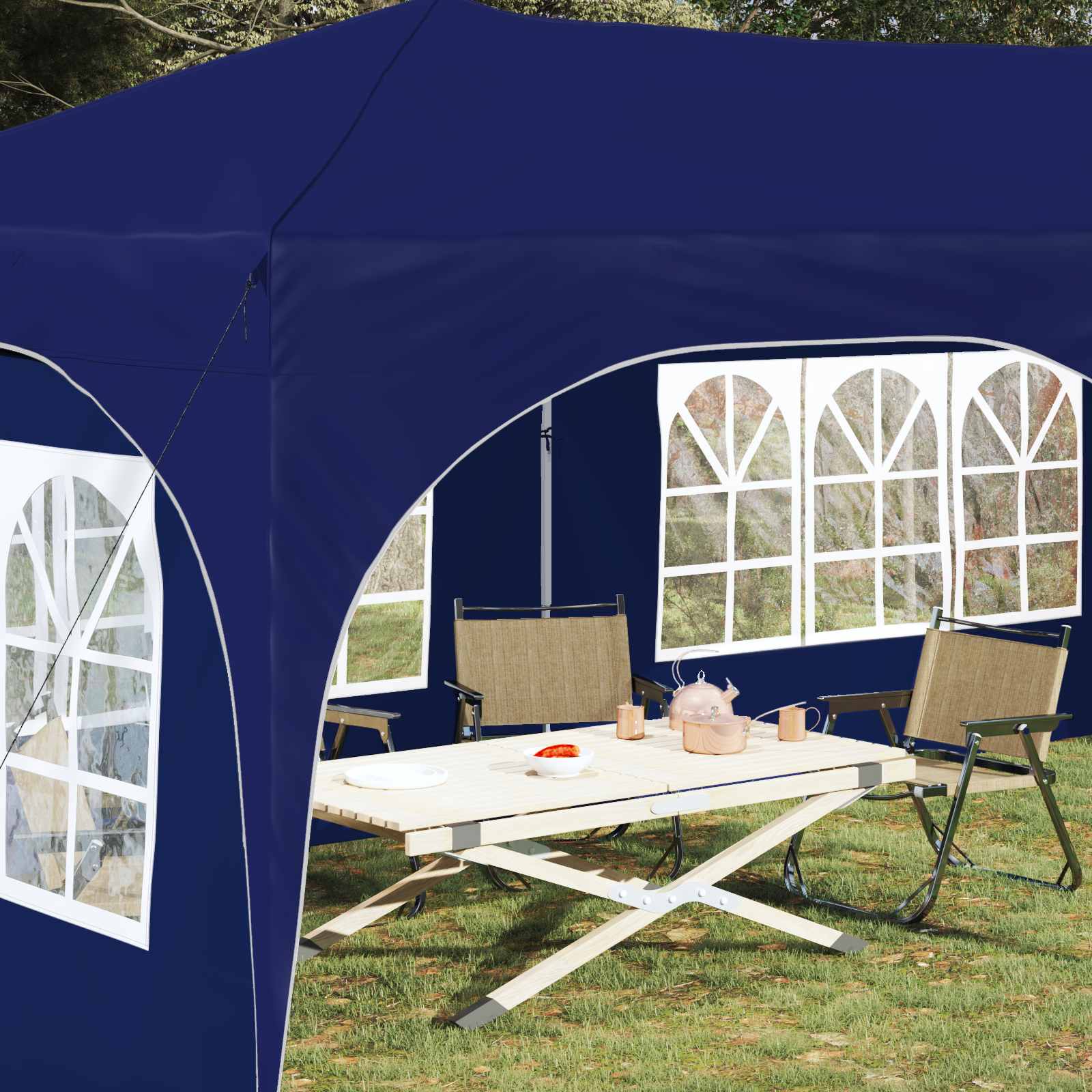 Pop-up partytent 575 x 288 x 245 cm Blauw Oxford Stof