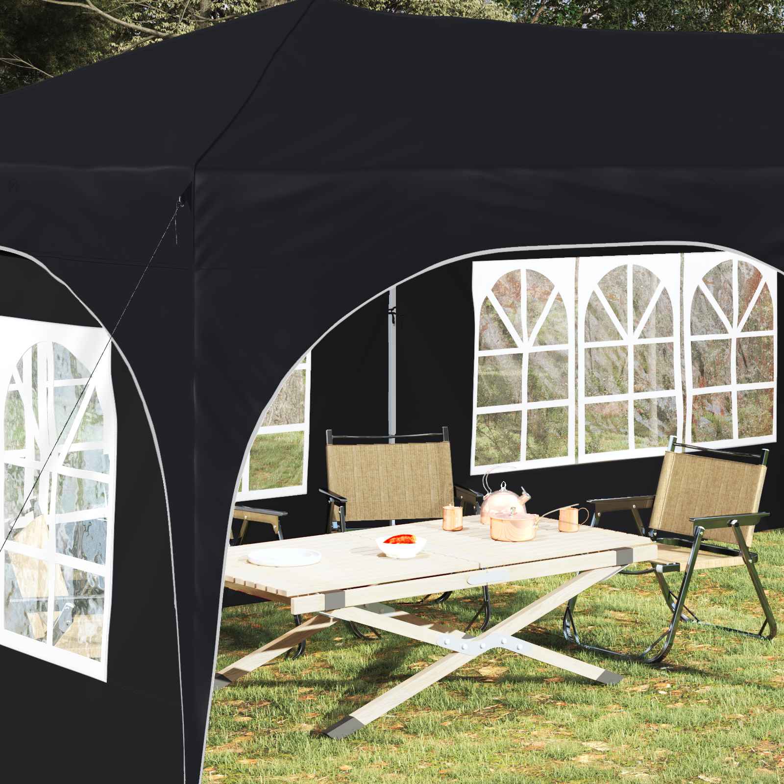 Pop-up partytent 575 x 288 x 245 cm Antracietkleurig