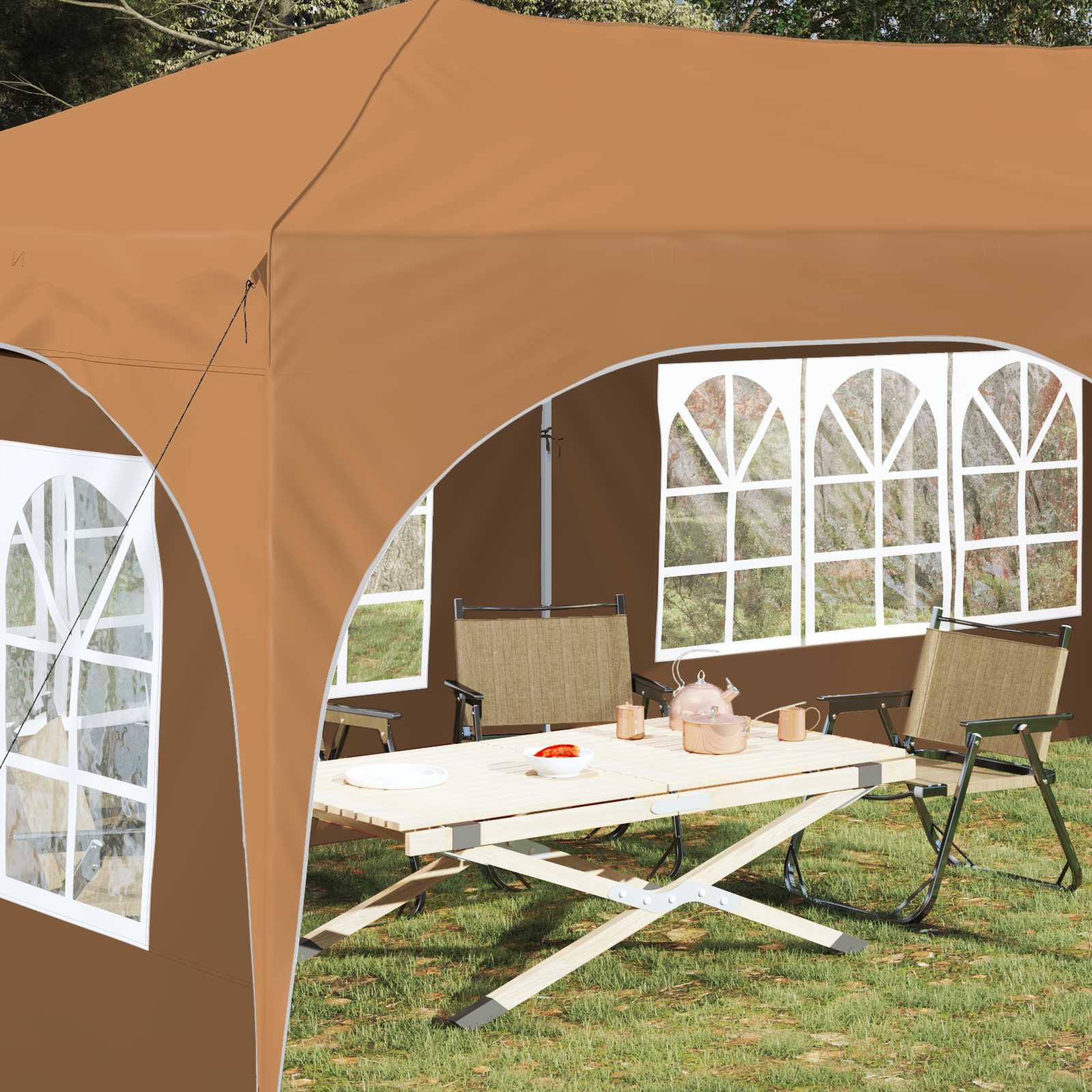 Pop-up partytent 575 x 288 x 245 cm Beige Oxford Stof