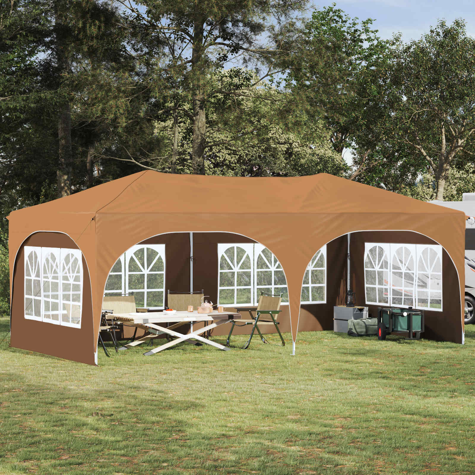 Pop-up partytent 575 x 288 x 245 cm Beige Oxford Stof