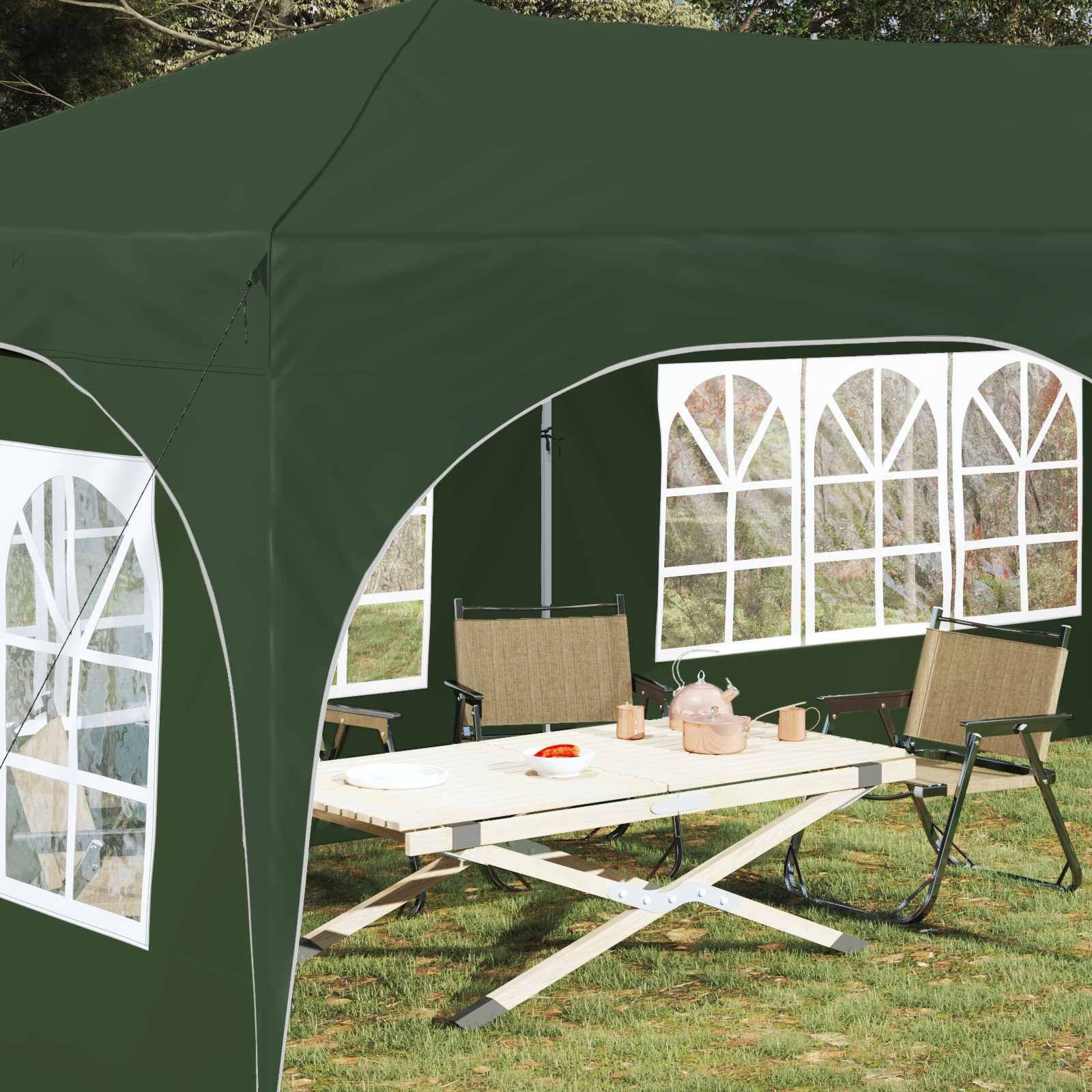 Pop-up partytent 575 x 288 x 245 cm Groen Oxford Stof