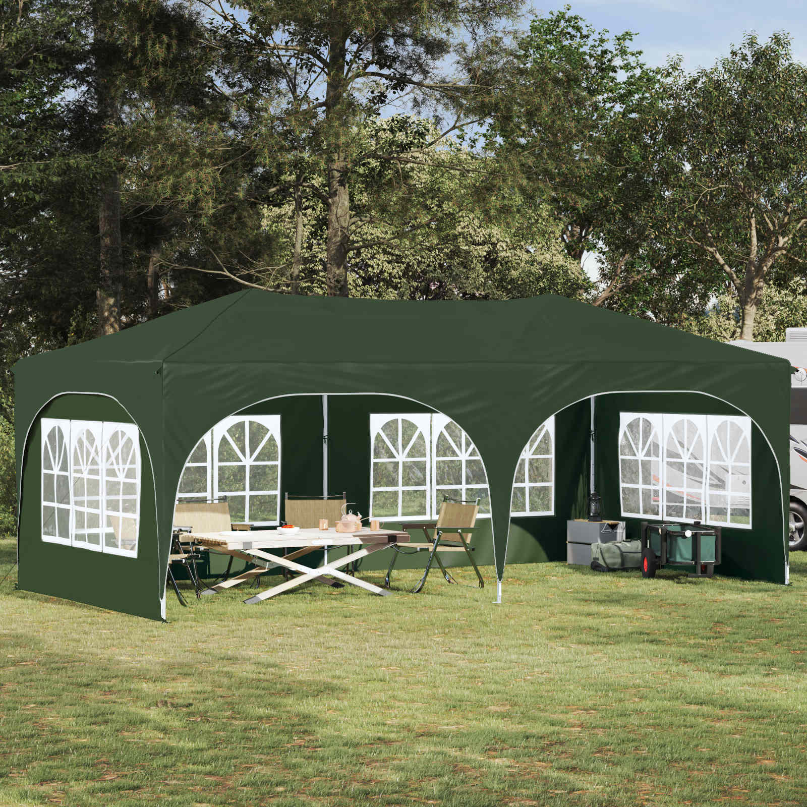 Pop-up partytent 575 x 288 x 245 cm Groen Oxford Stof