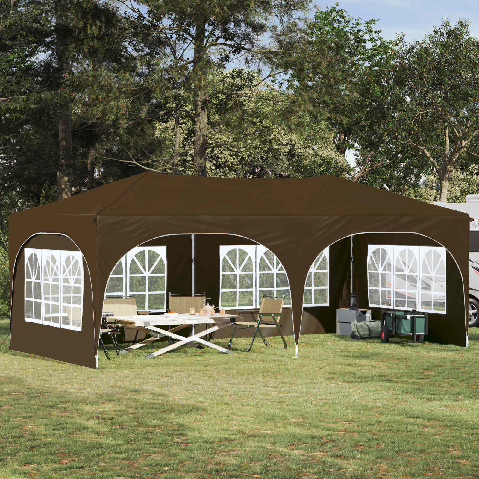 Pop-up partytent 575 x 288 x 245 cm Taupe Oxford Stof