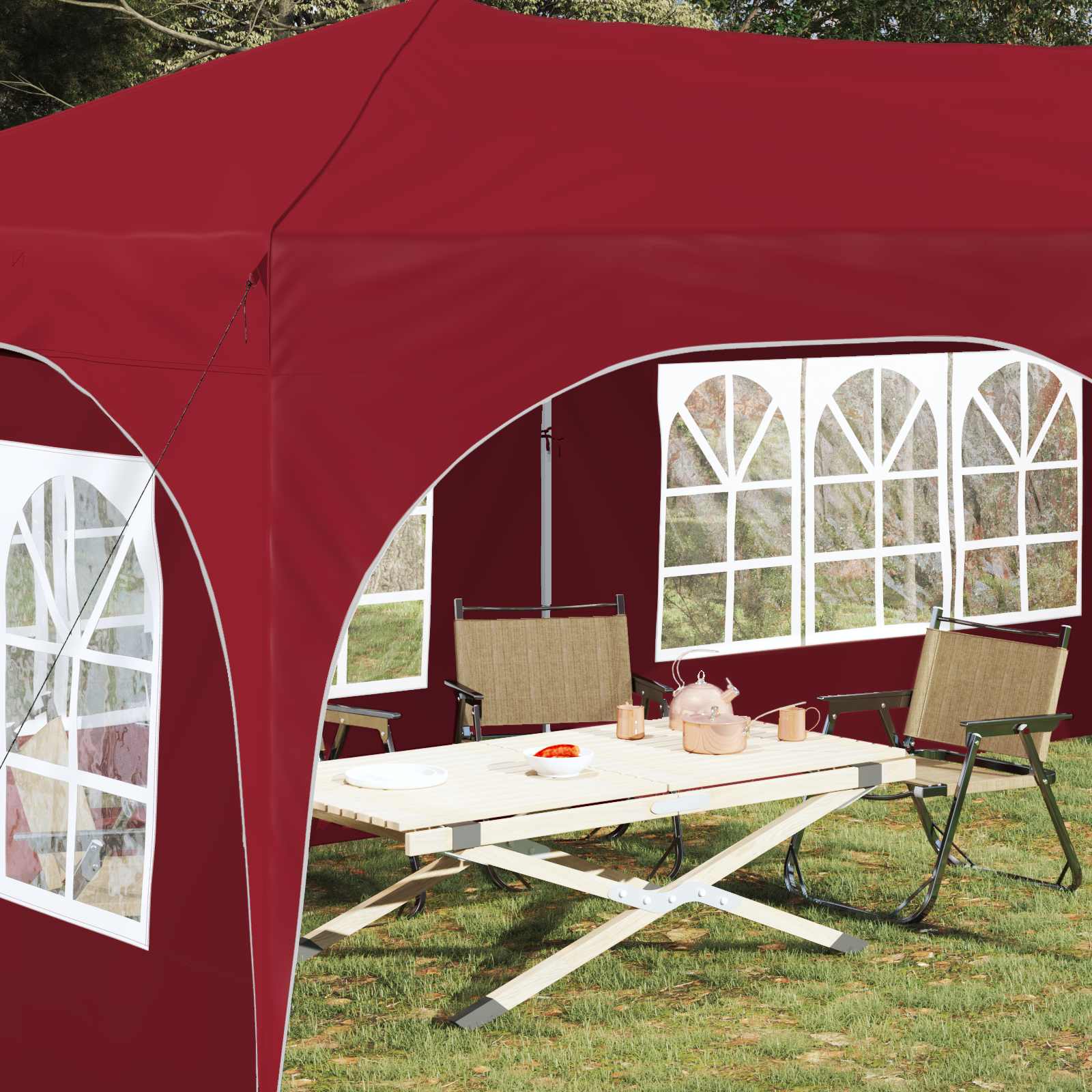 Pop-up partytent 575 x 288 x 245 cm Bordeauxrood Oxford Stof
