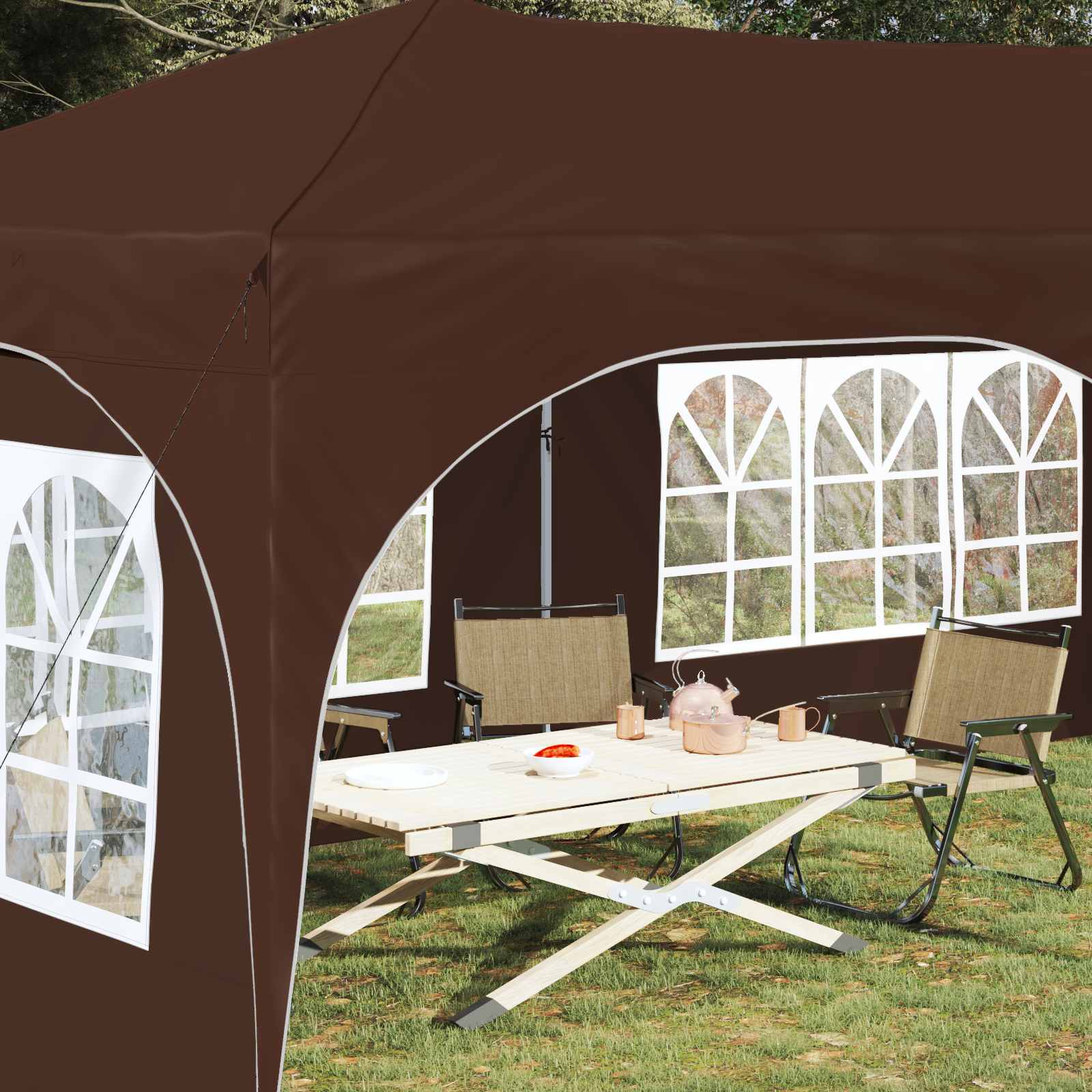 Pop-up partytent 575 x 288 x 245 cm Bruin Oxford Stof