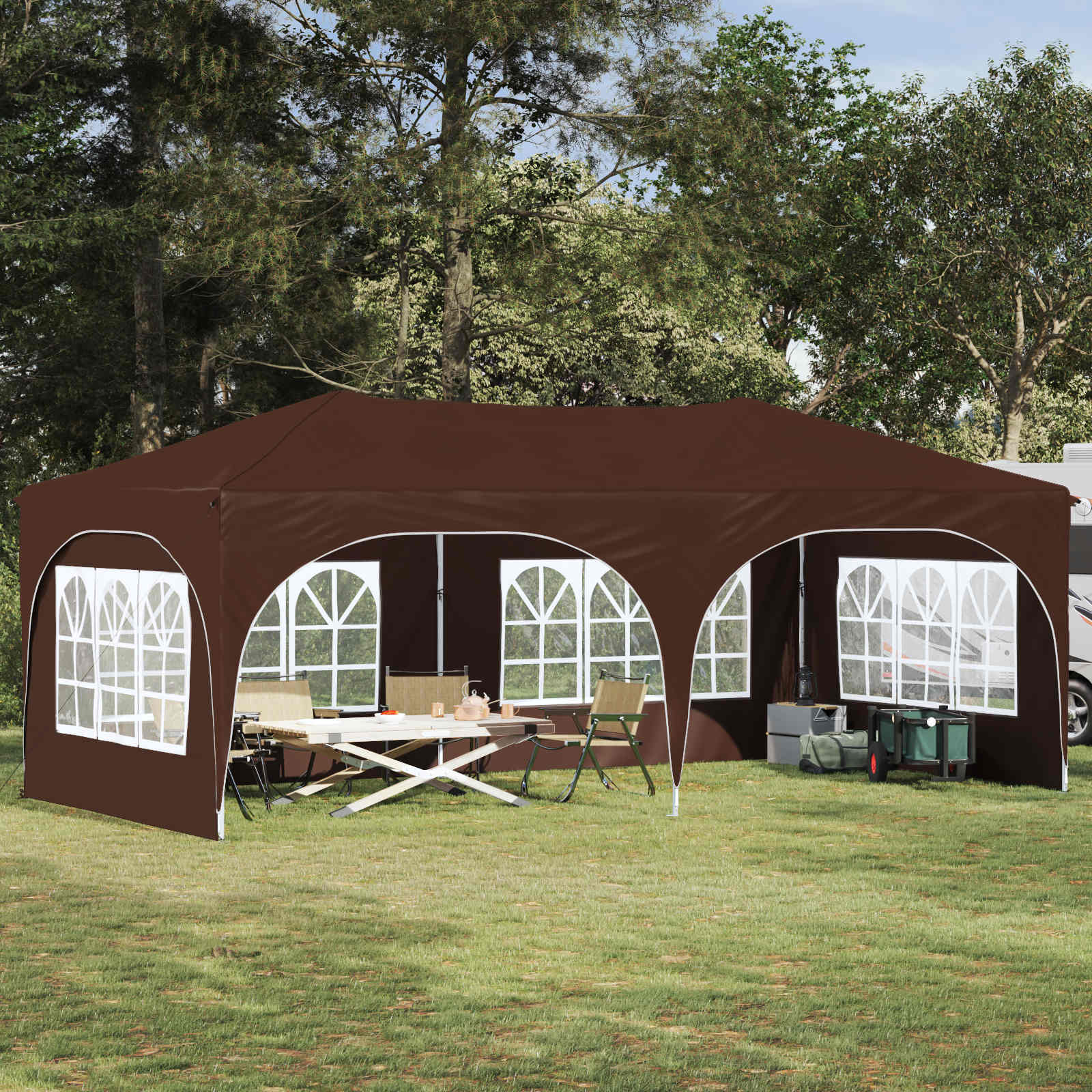 Pop-up partytent 575 x 288 x 245 cm Bruin Oxford Stof