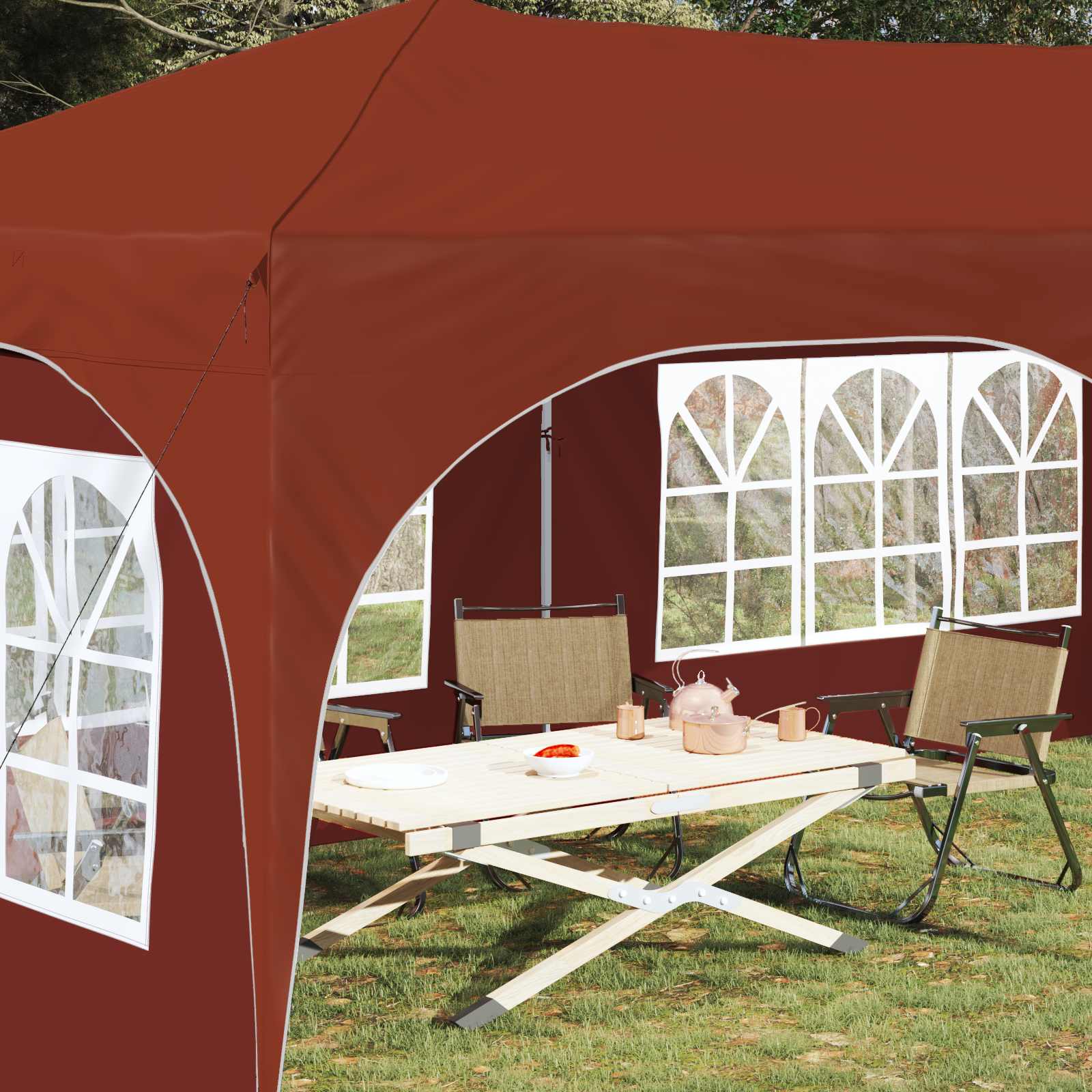 Pop-up partytent 575 x 288 x 245 cm Terracotta Oxford Stof