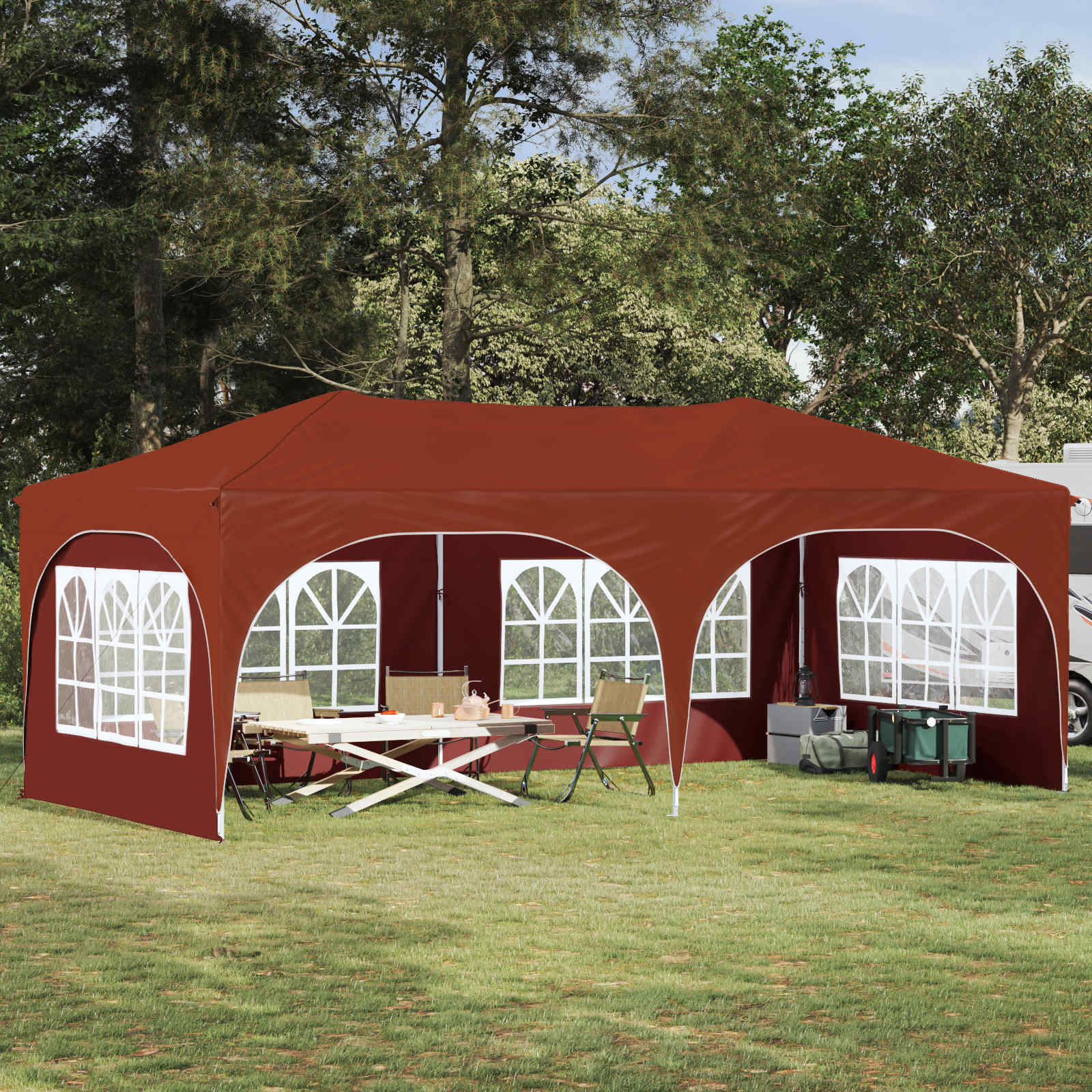 Pop-up partytent 575 x 288 x 245 cm Terracotta Oxford Stof