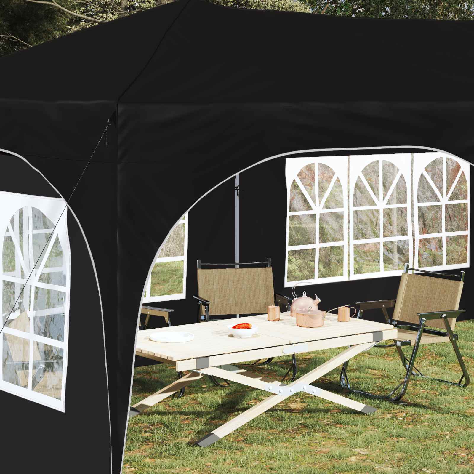 Pop-up partytent 575 x 288 x 245 cm Zwart Oxford Stof