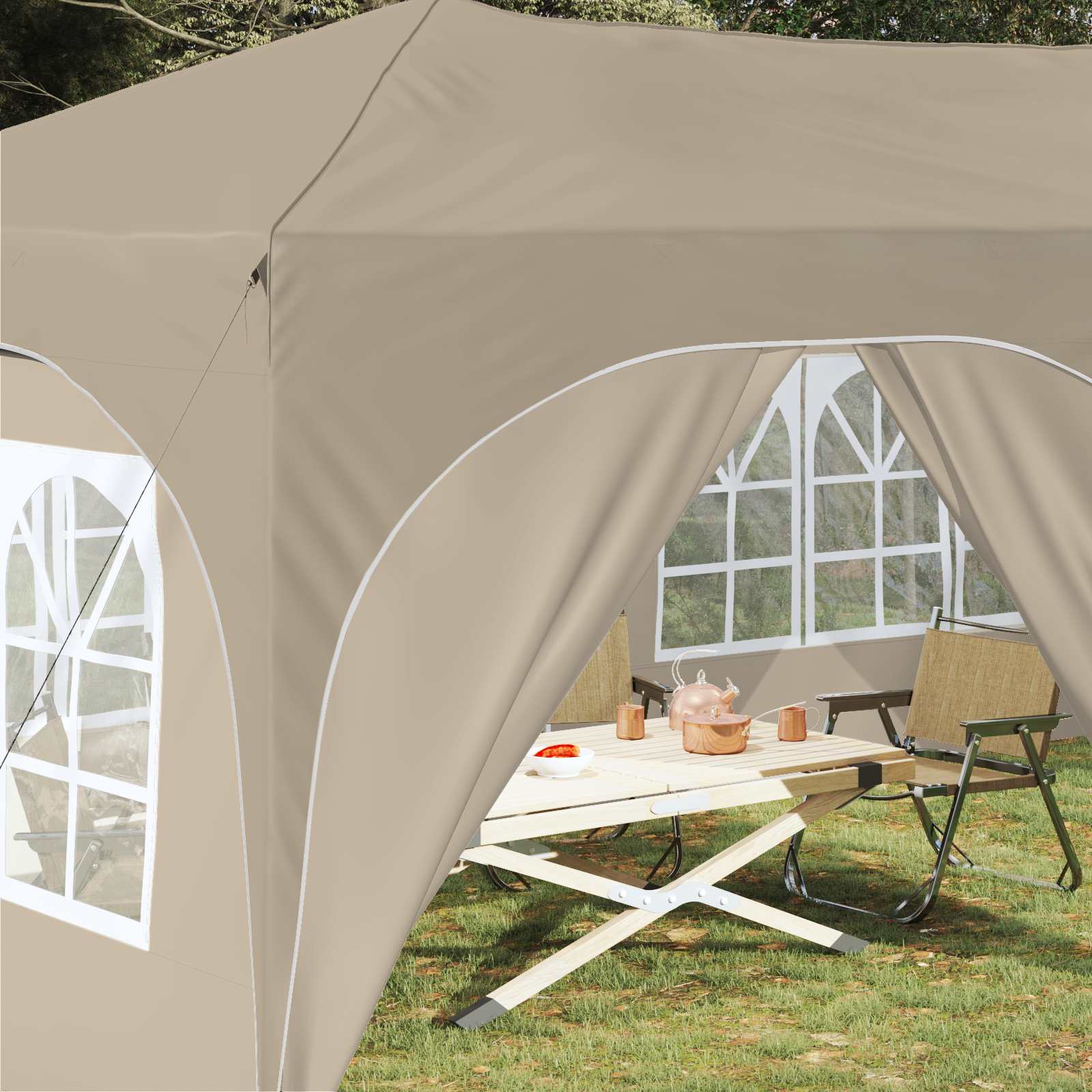 Pop-up partytent 575 x 288 x 245 cm Crèmekleurig Oxford Stof