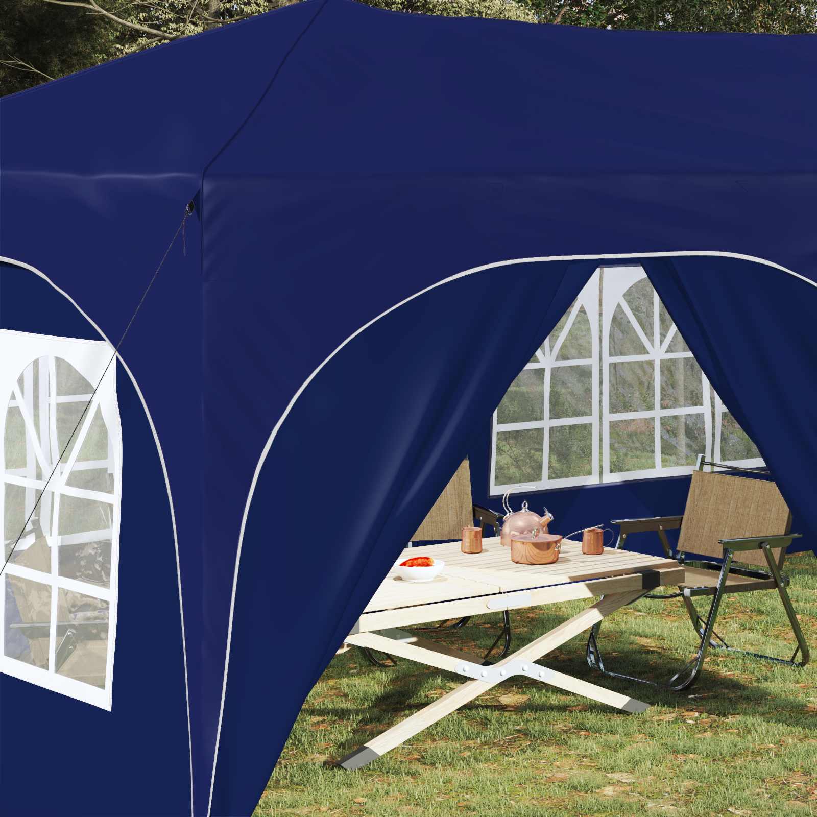 Pop-up partytent 575 x 288 x 245 cm Blauw Oxford Stof