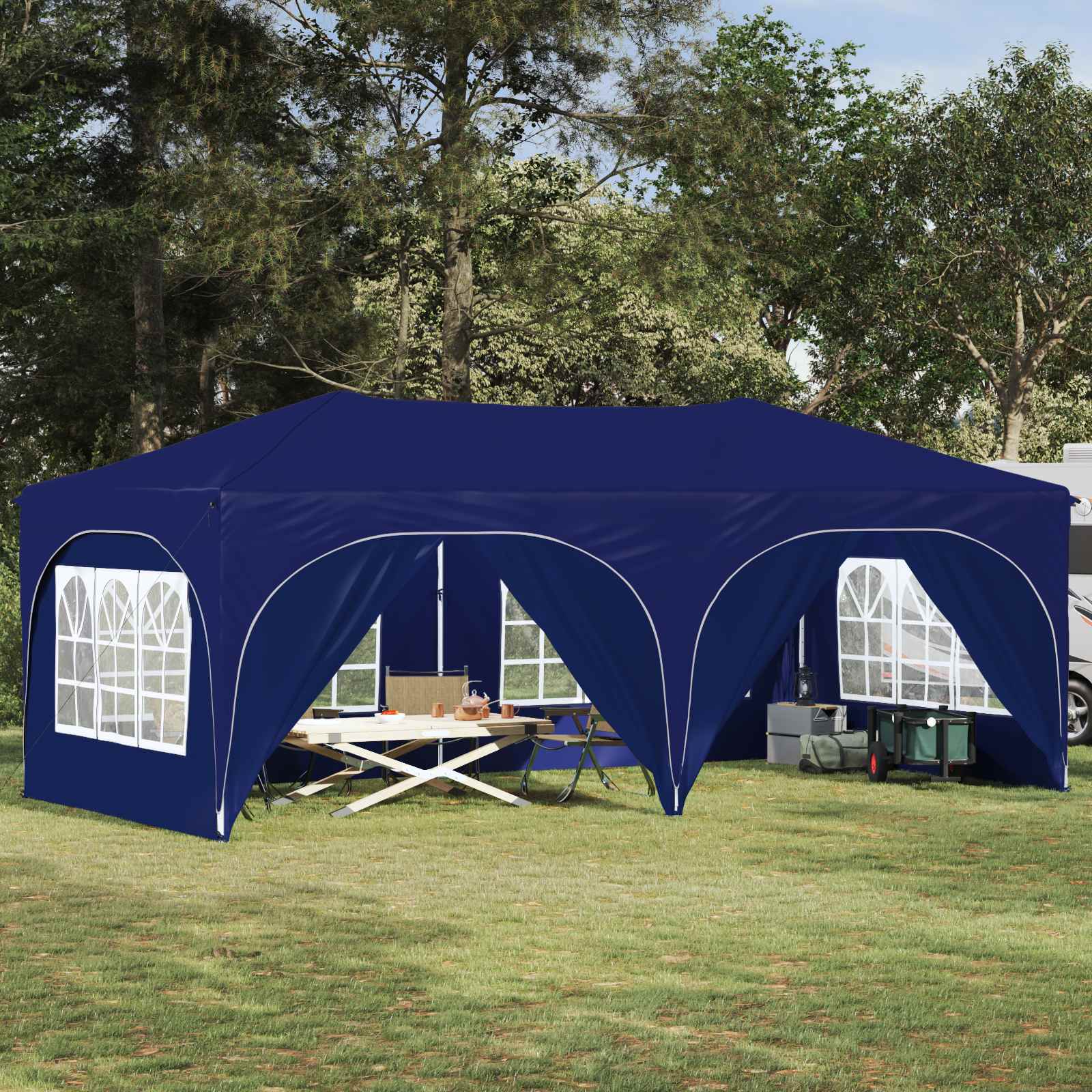Pop-up partytent 575 x 288 x 245 cm Blauw Oxford Stof