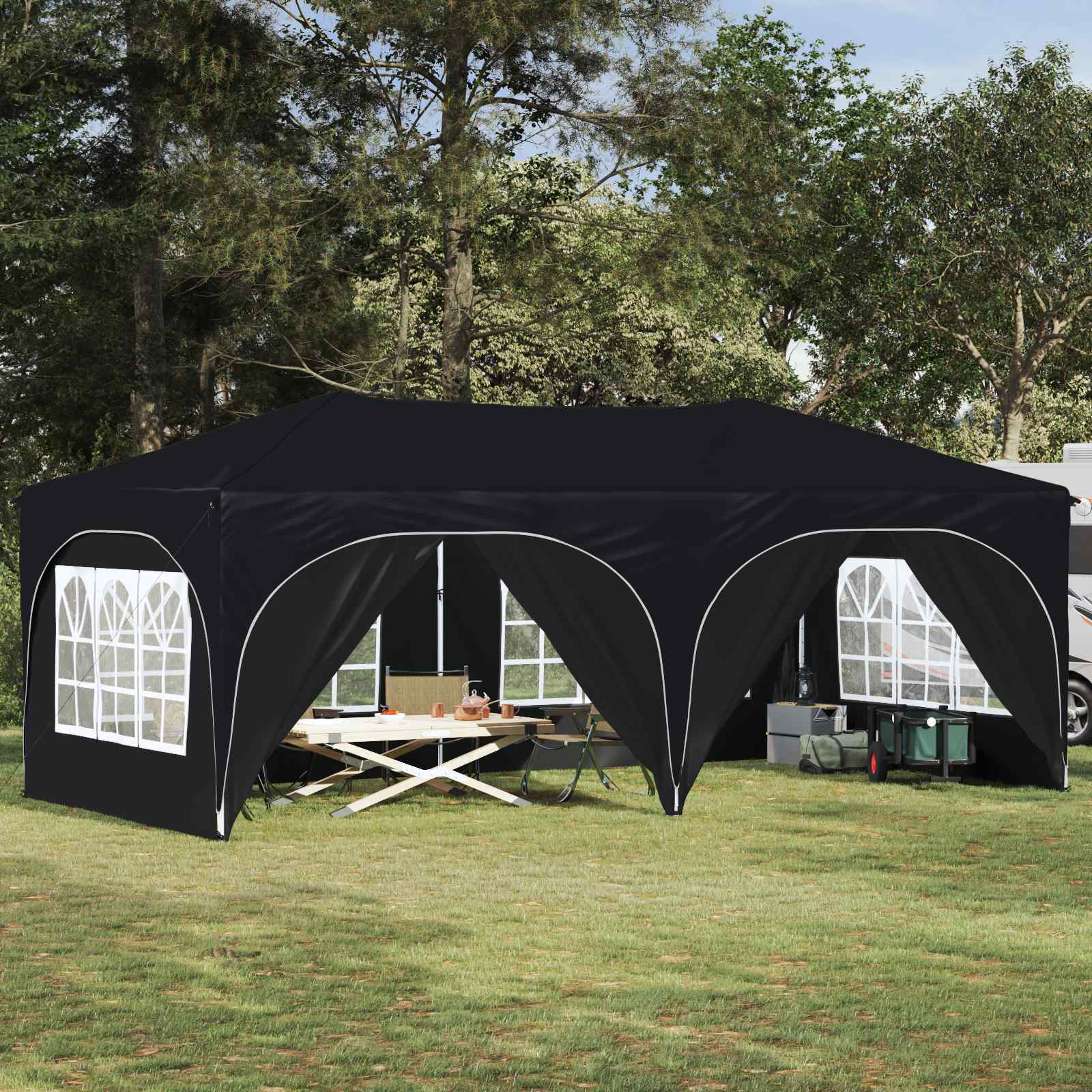 Pop-up partytent 575 x 288 x 245 cm Antracietkleurig