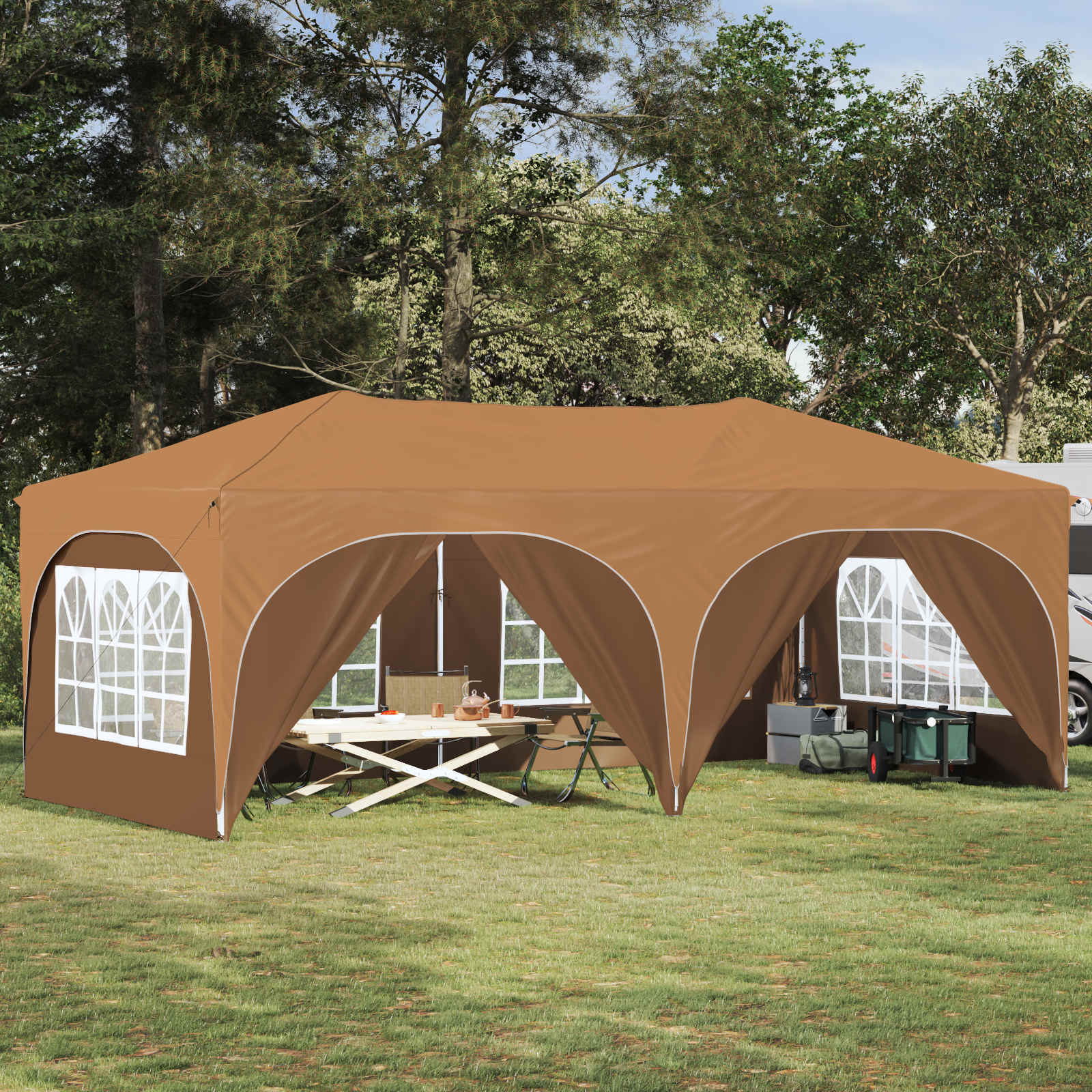 Pop-up partytent 575 x 288 x 245 cm Beige Oxford Stof