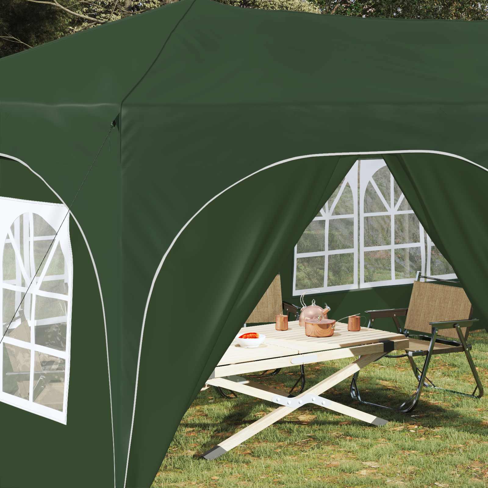 Pop-up partytent 575 x 288 x 245 cm Groen Oxford Stof