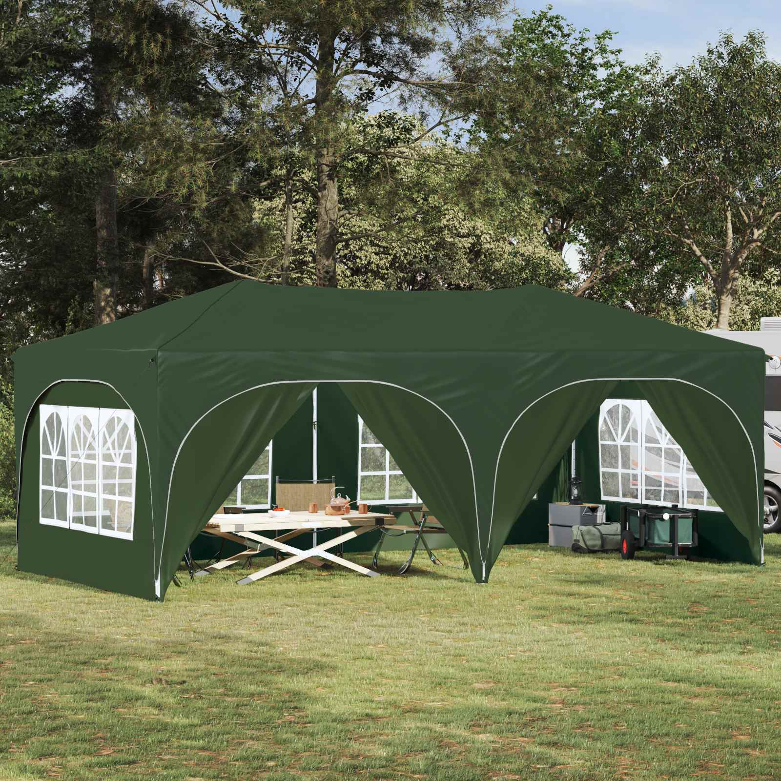 Pop-up partytent 575 x 288 x 245 cm Groen Oxford Stof
