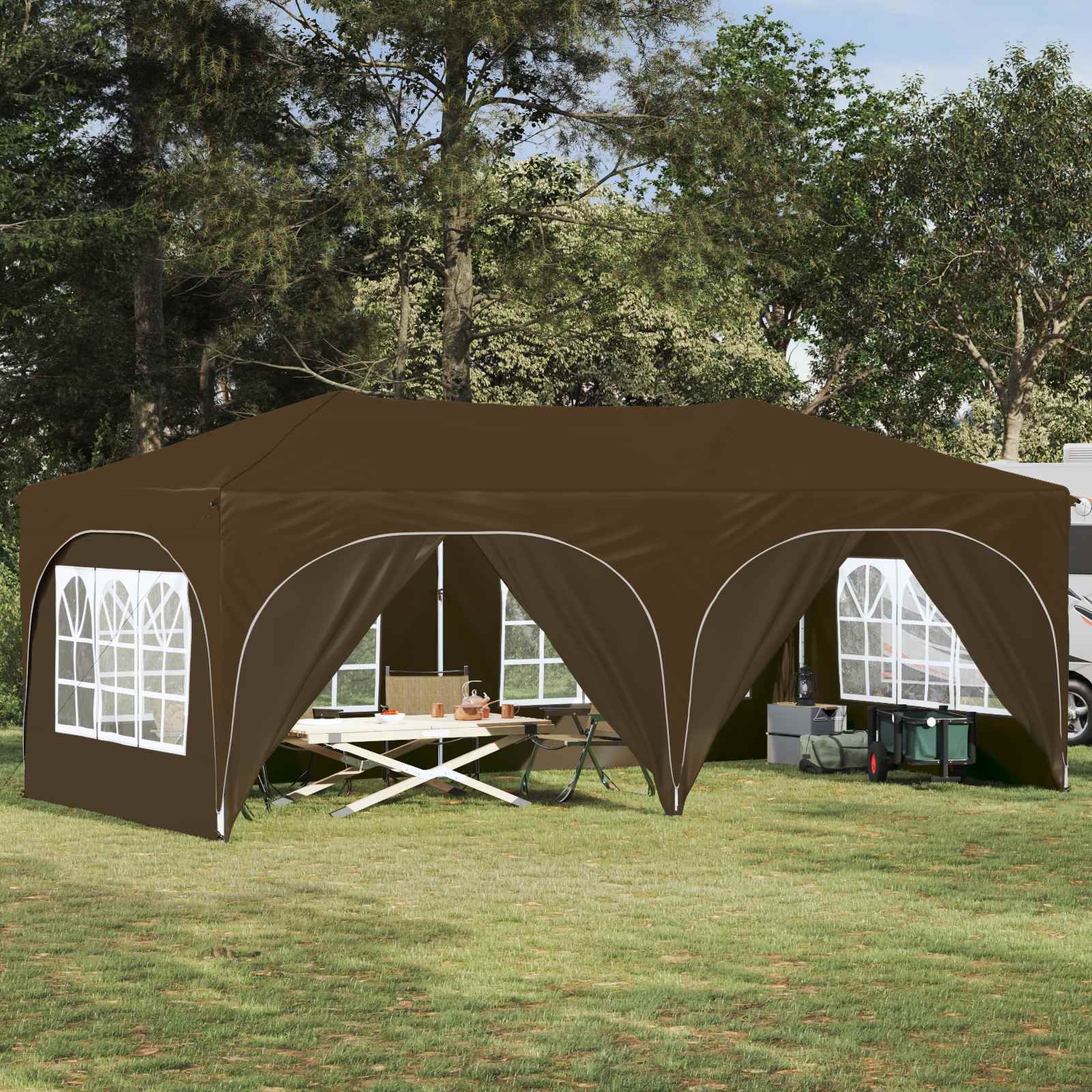 Pop-up partytent 575 x 288 x 245 cm Taupe Oxford Stof