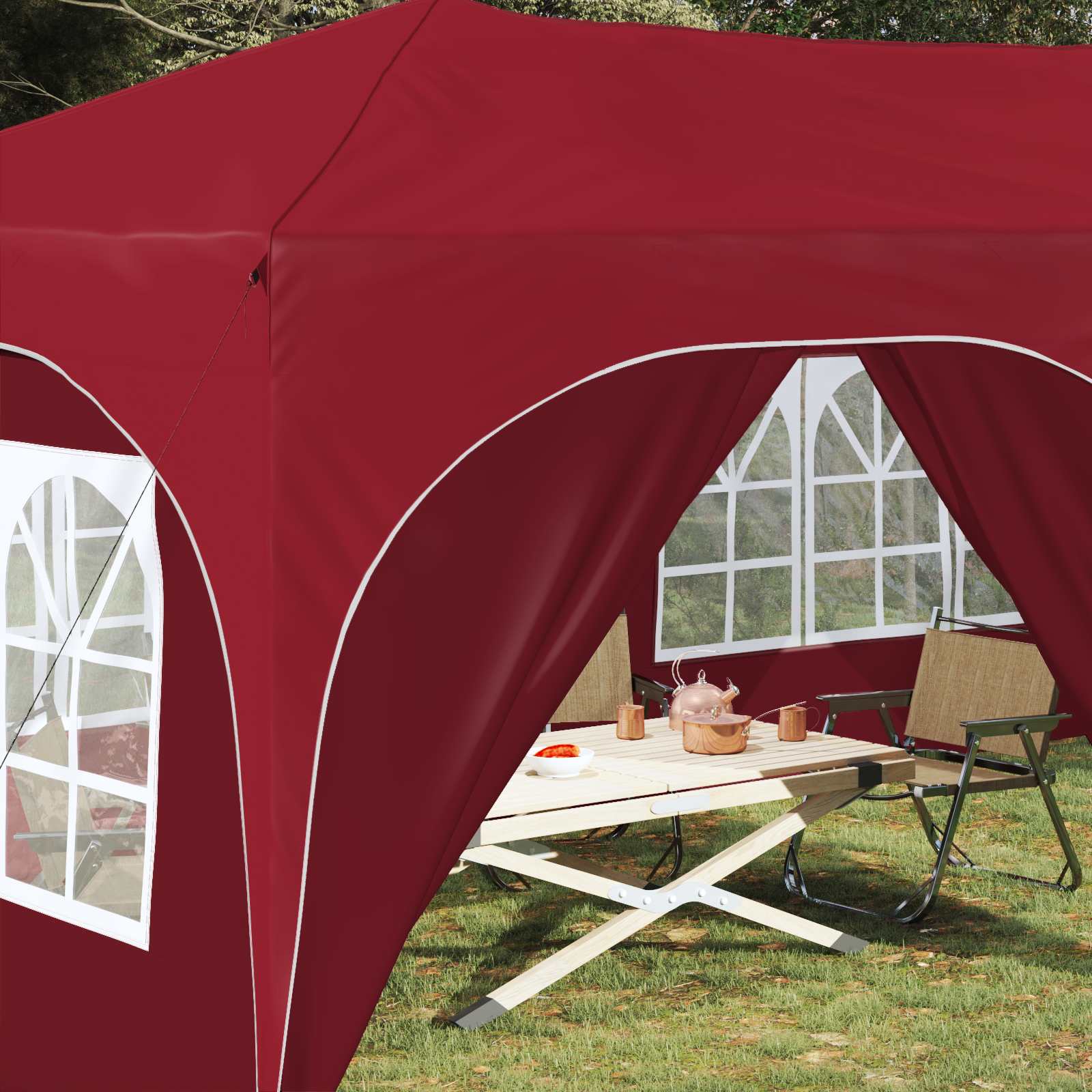Pop-up partytent 575 x 288 x 245 cm Bordeauxrood Oxford Stof